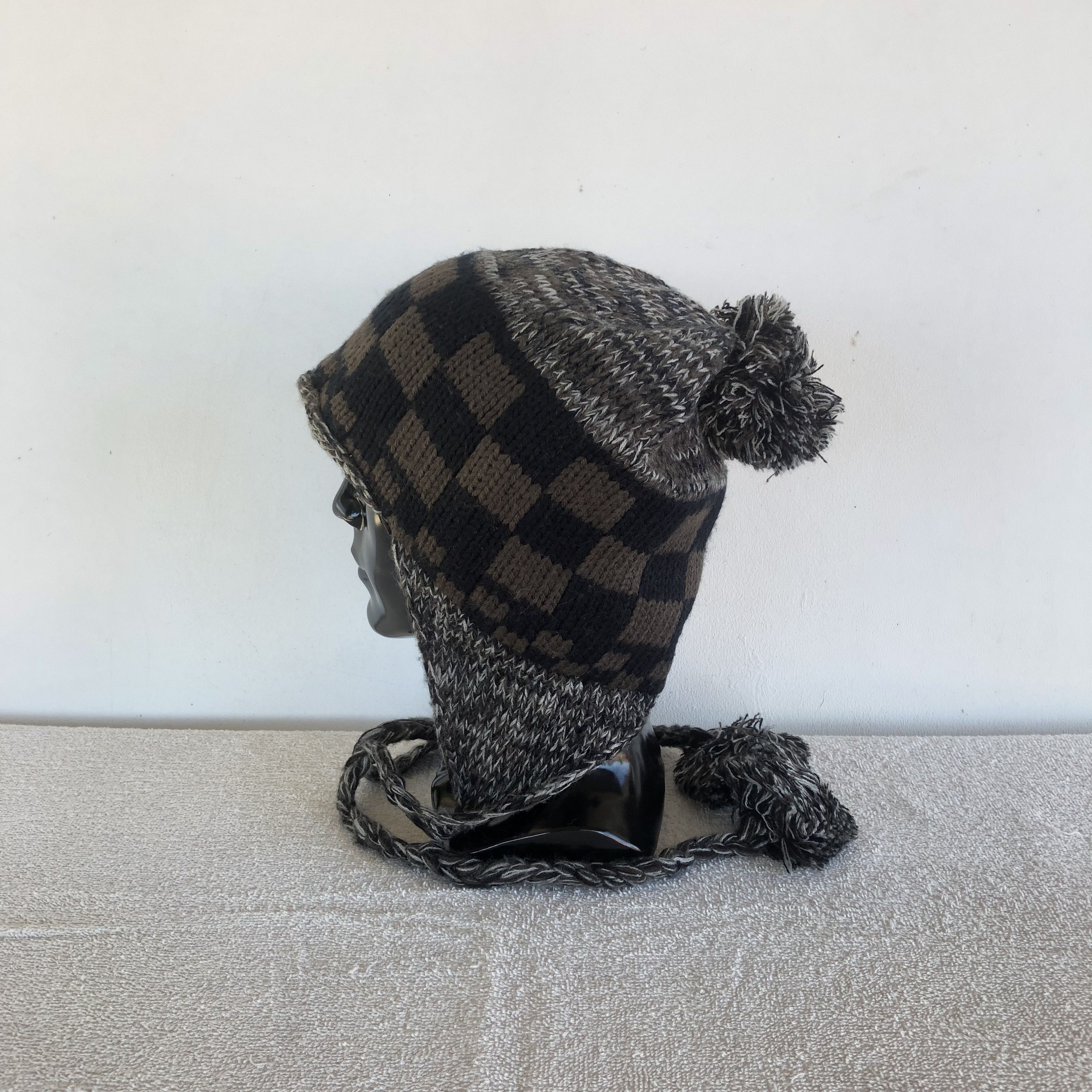 Japanese Brand Vintage Japanese Earflap Beanie Checkered Snow Caps Hats Size ONE SIZE - 4 Thumbnail