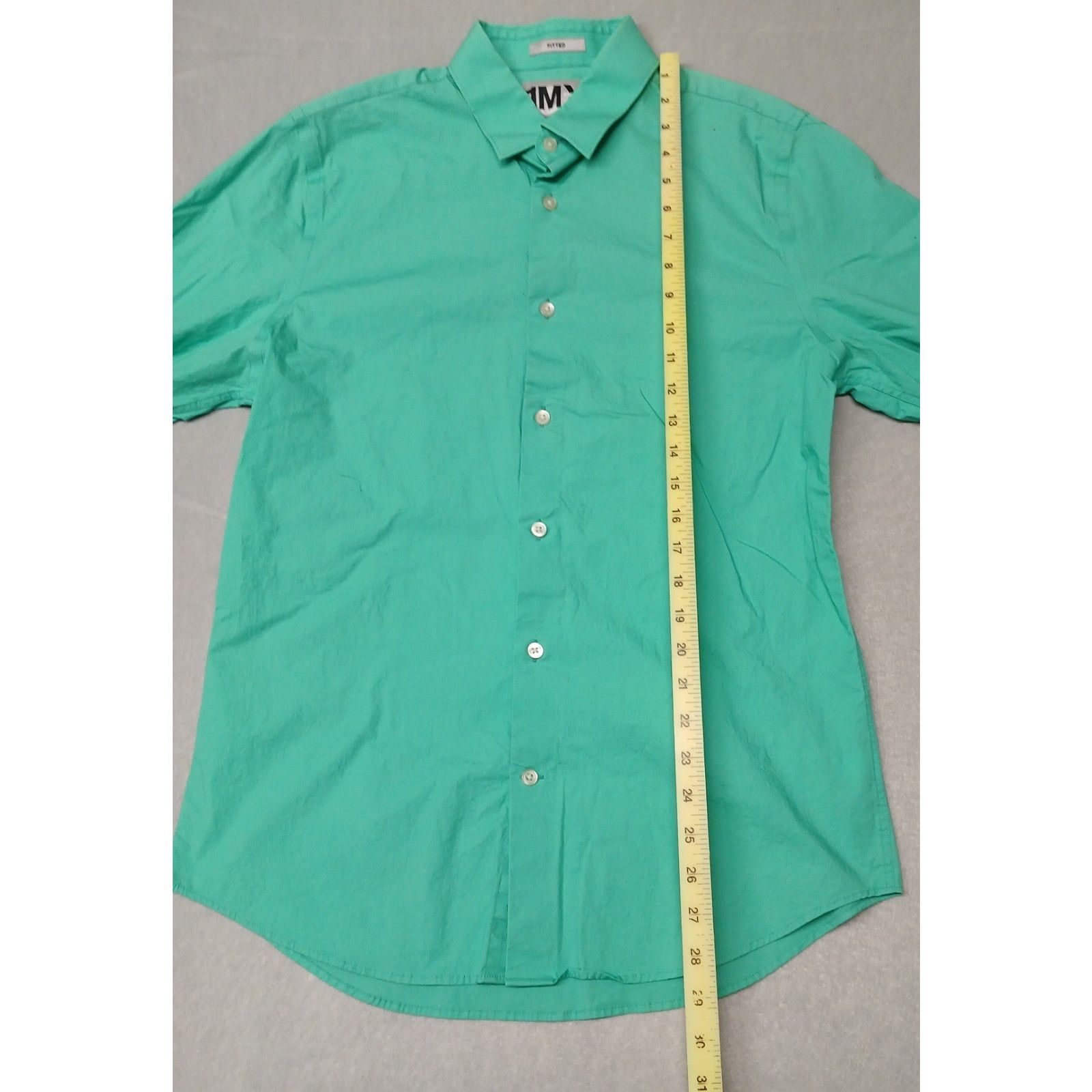 Express 1MX Express (Medium) Green Button Fitted Dress Shirt Size US M / EU 48-50 / 2 - 2 Thumbnail
