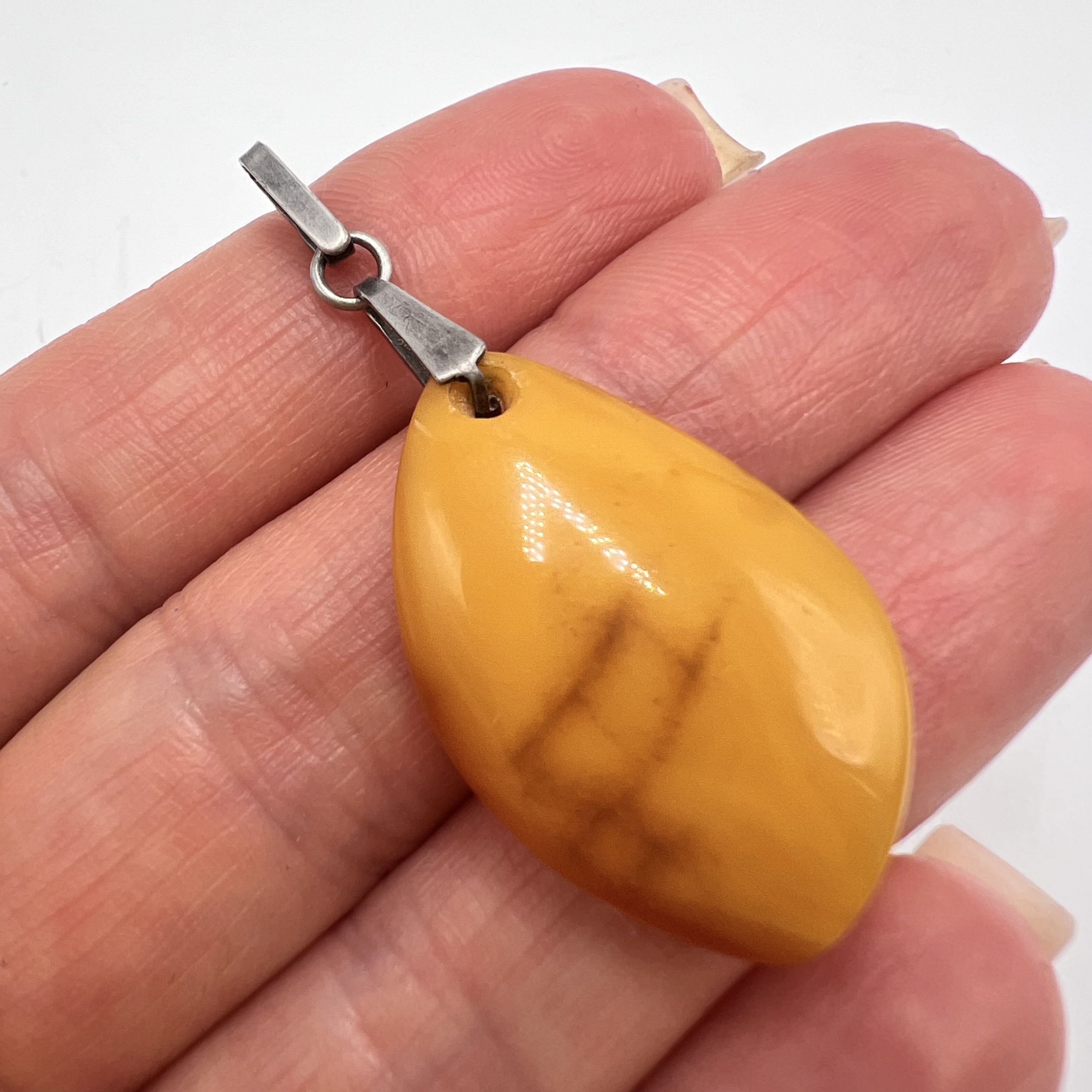 Vintage Vintage USSR Pendant Silver 875 Natural Amber 2.62gr Size ONE SIZE - 1 Thumbnail