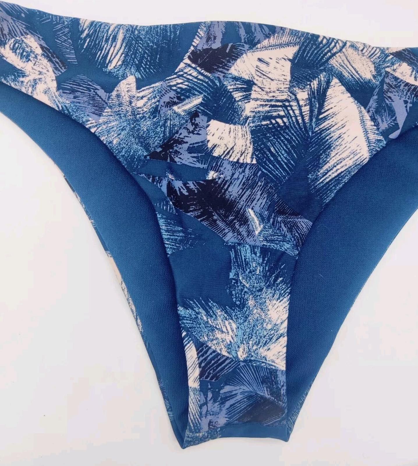 Royal Robbins Roxy Bikini Bottom Blue Tropical Leaves Swim Suit Size Large Size ONE SIZE - 3 Thumbnail
