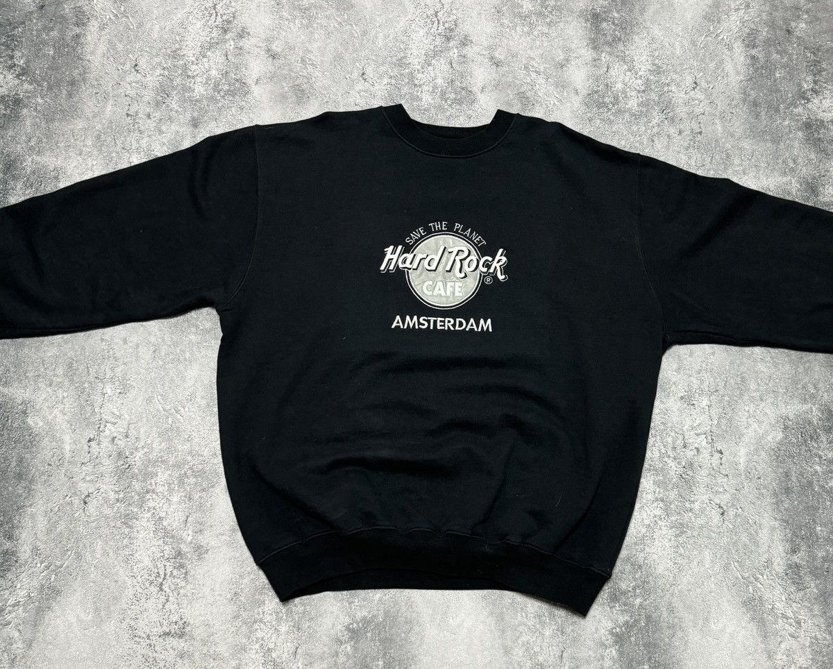 Hard Rock Cafe × Vintage Vintage Hard Rock Cafe Amsterdam Baggy Black Sweatshirt Size US XL / EU 56 / 4 - 3 Thumbnail