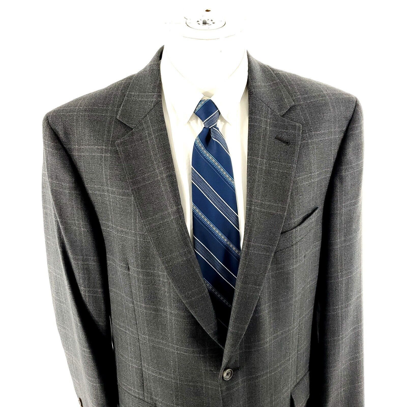 Jos. A. Bank Jos A Bank Signature Wool 2 Button Sport Coat 44L Gray Windo Size 44L - 1 Thumbnail
