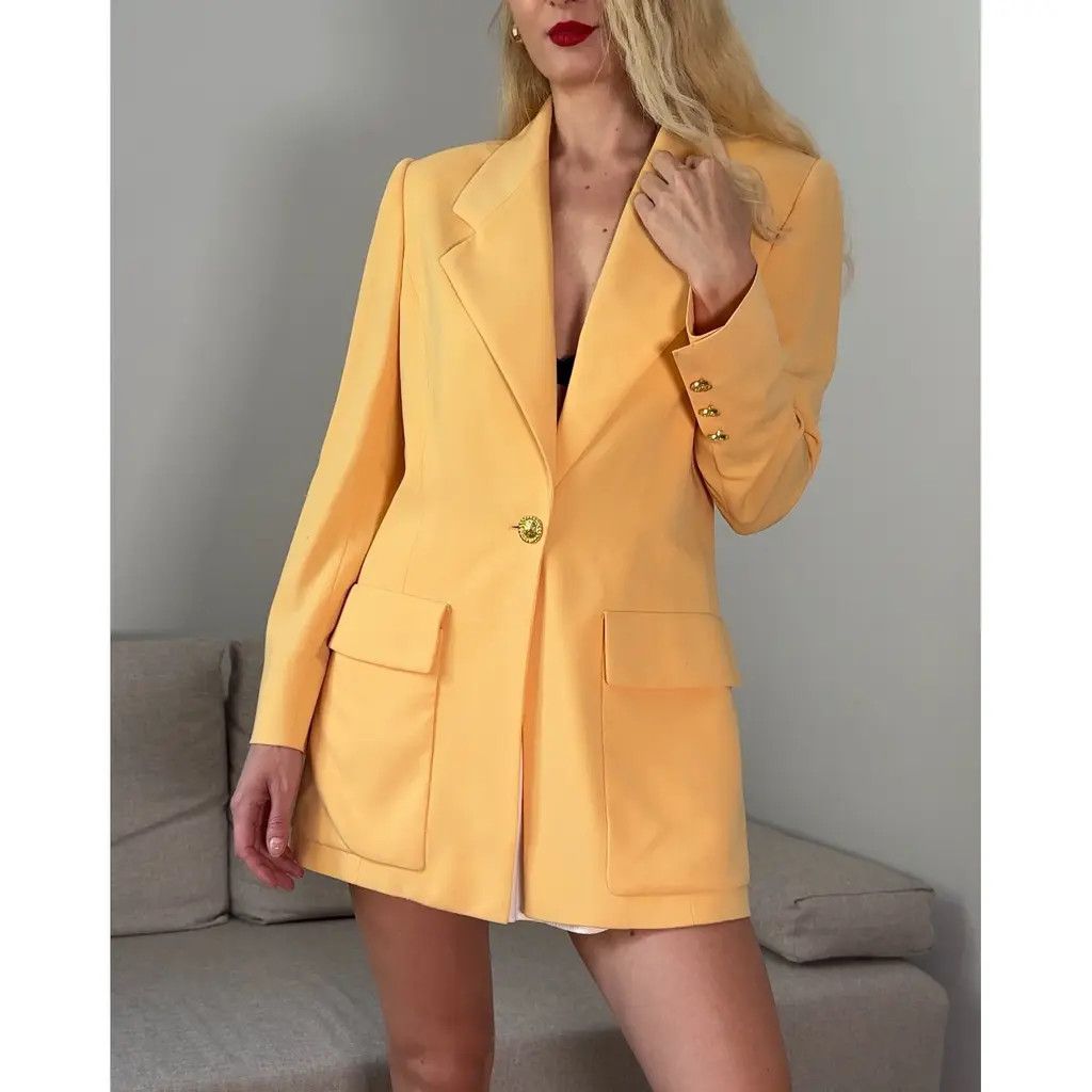 Celine Vintage Women's Celine Paris Blazer Pastel Yellow Size FR40 Size M / US 6-8 / IT 42-44 - 1 Thumbnail