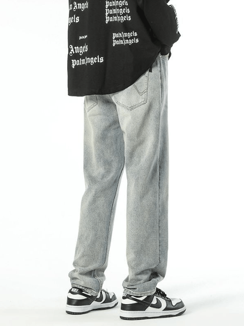 Japanese Brand Men's straight washed jeans with embroidered pockets Size US 32 / EU 48 - 3 Thumbnail