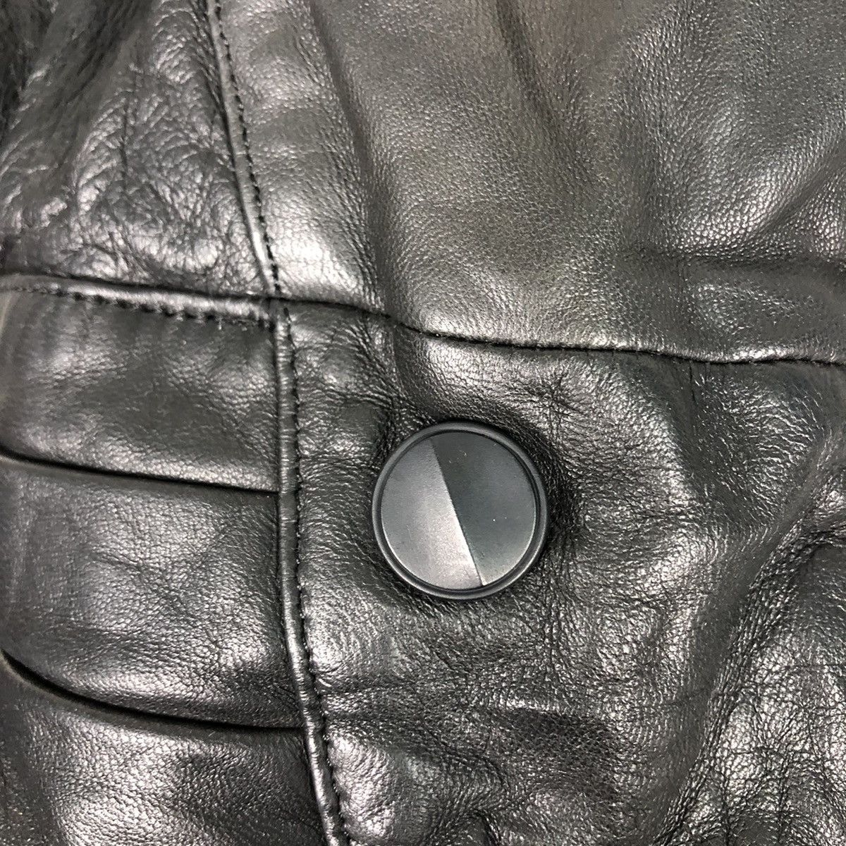Genuine Leather 📌Rich Black Vtg Biker Leather Jacket Fromage Issey Miyake Size US M / EU 48-50 / 2 - 17 Thumbnail