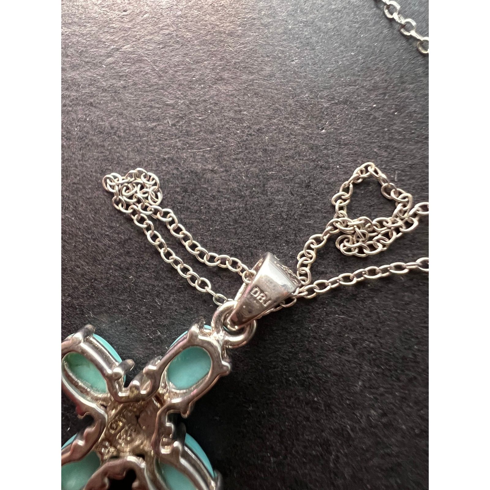 Other Turquoise cross pendant and chain in rhodium over sterling Size ONE SIZE - 8 Thumbnail