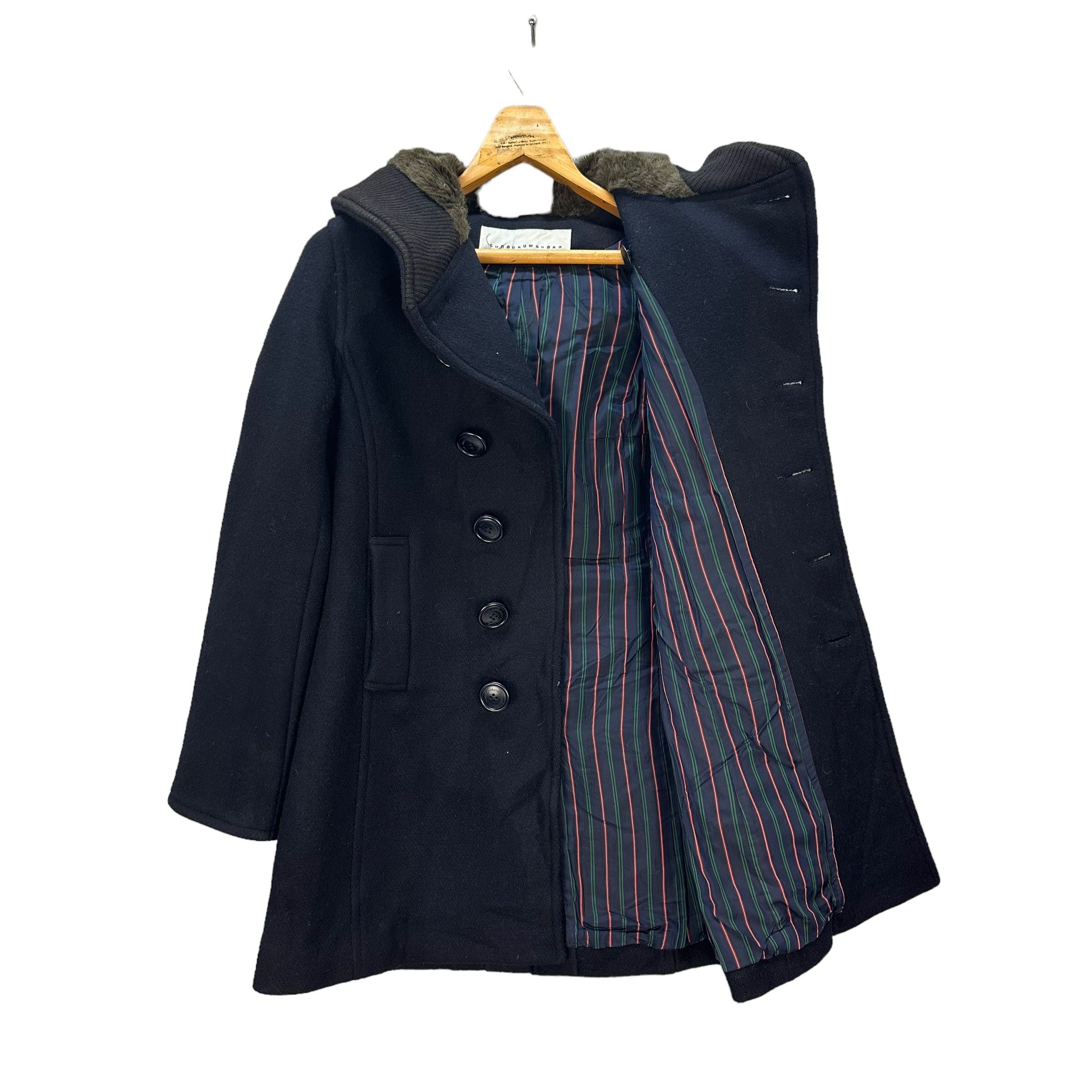 Sunao Kuwahara SUNAO KUWAHARA FUR HOODIE WOOL OVERCOAT #8363-005 Size L / US 10 / IT 46 - 6 Thumbnail
