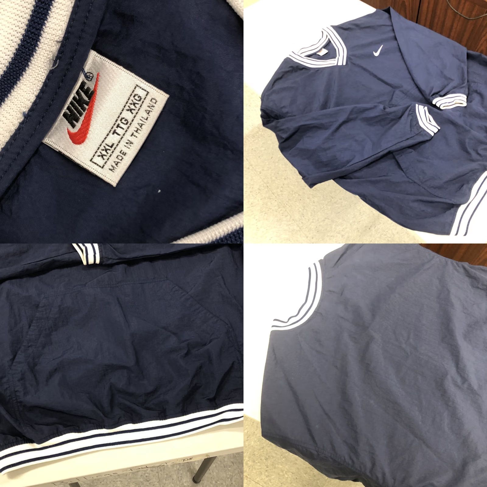 Nike VINTAGE Nike Pullover Jacket Mens 2XL Windbreaker Blue Striped Collar Nickel Windproof Pockets 90s Shirt? Size US XXL / EU 58 / 5 - 8 Thumbnail