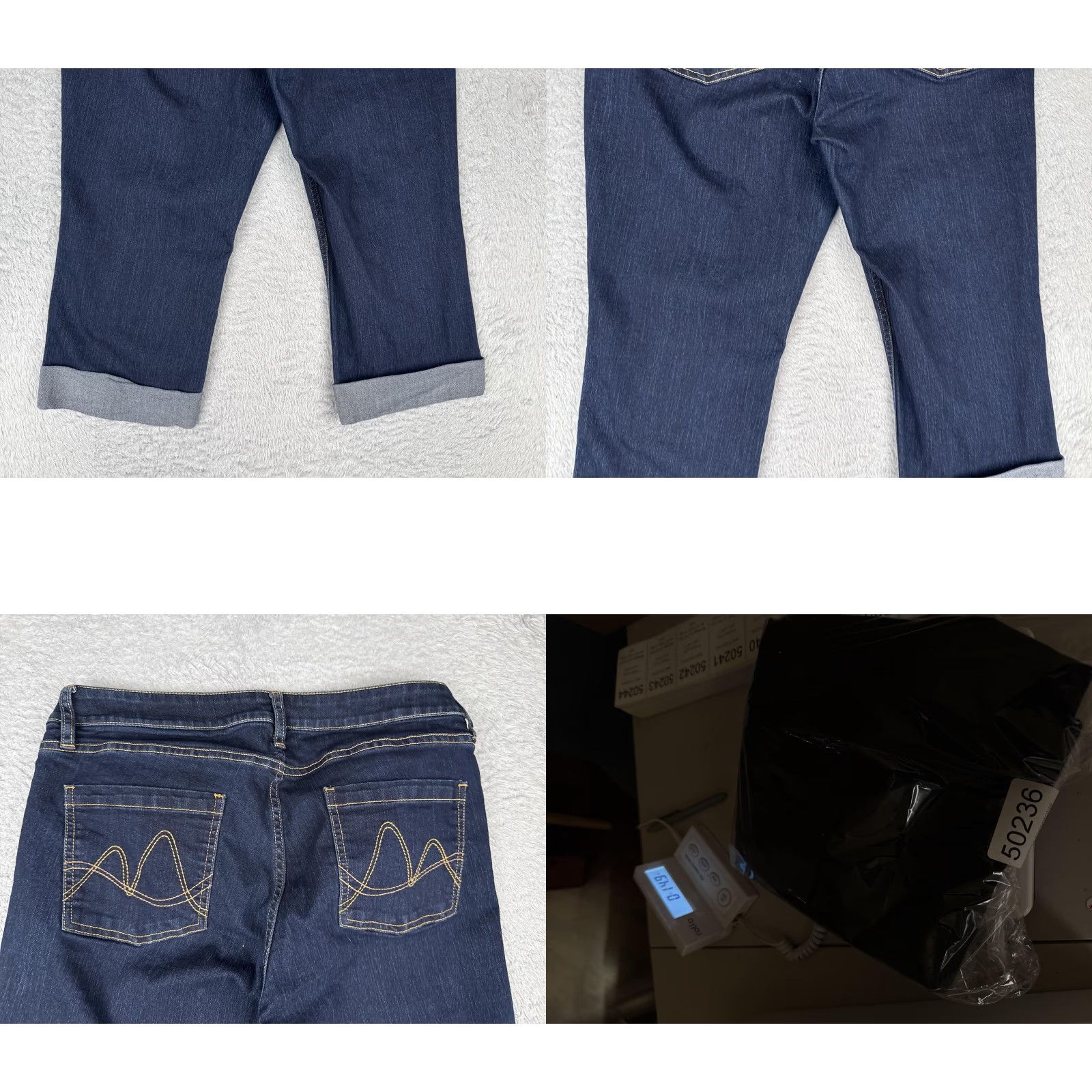Vintage New York & Company Jeans Womens 10 Blue Curvy Skinny Crop Cuffed Stretch Denim Size 32" / US 10 / IT 46 - 10 Thumbnail