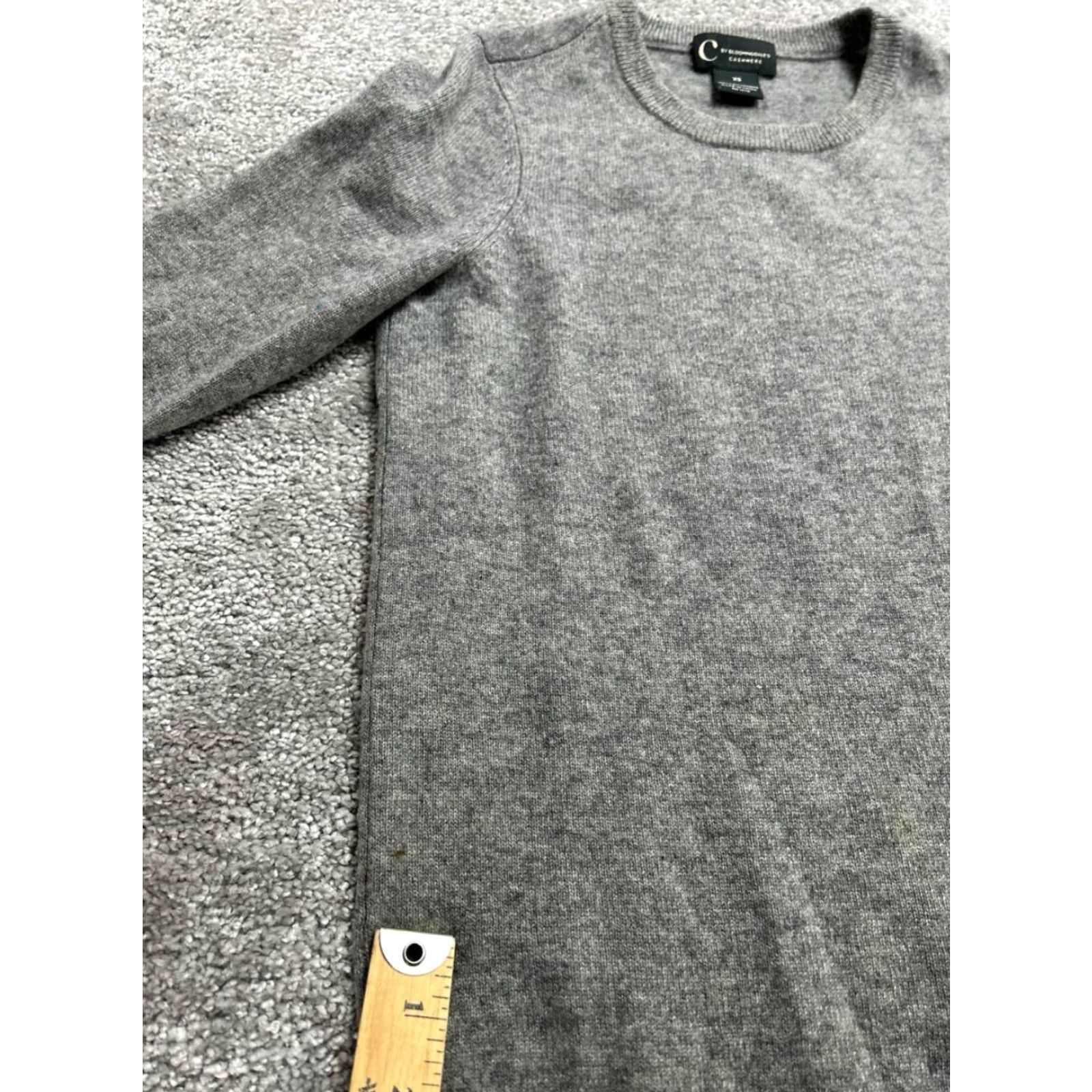 Bloomingdale's C By Bloomingdales Sweater Womens XS Gray Cashmere Tight Knit Ribbed Trim Casual Size XS / US 0-2 / IT 36-38 - 6 Thumbnail