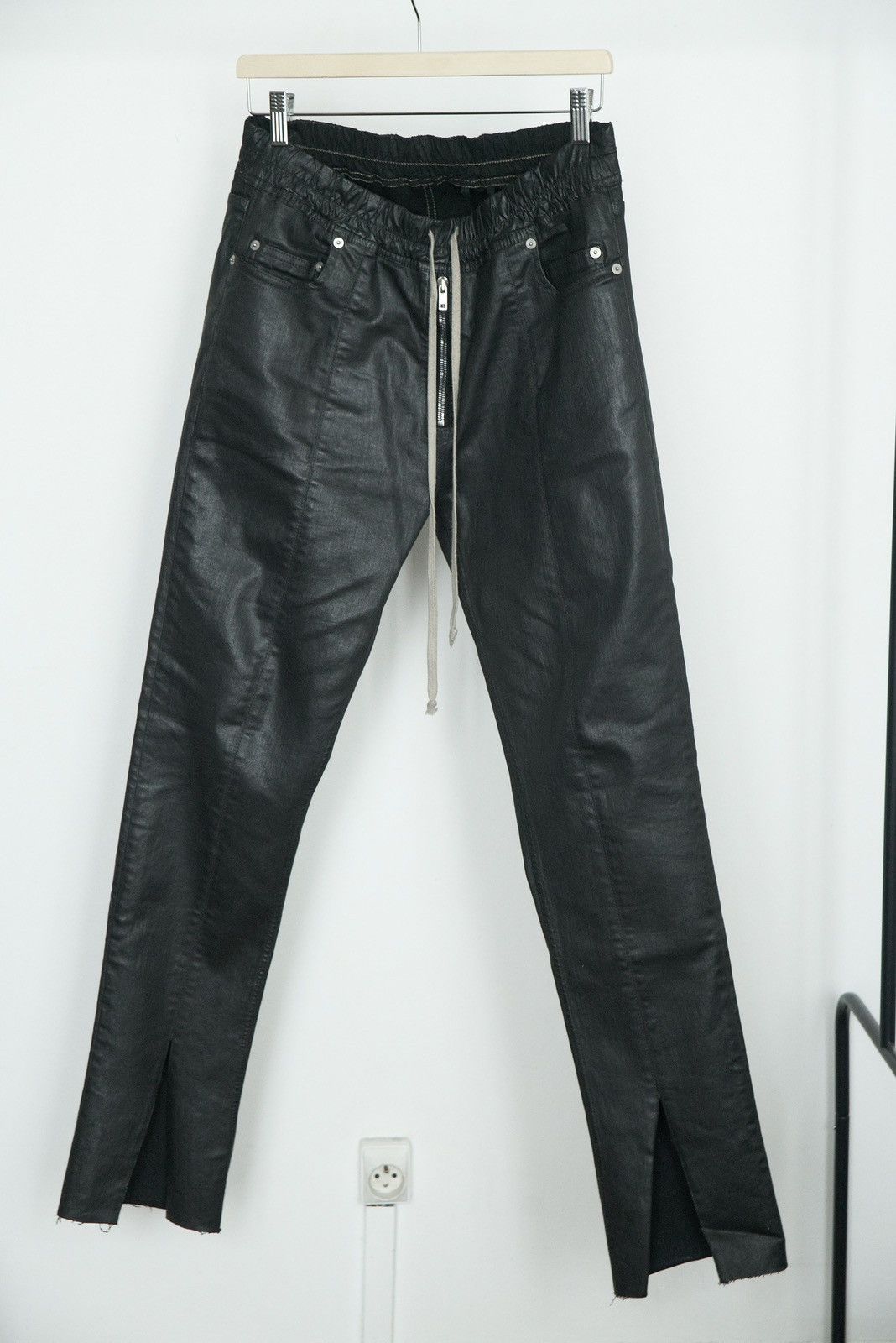 Rick Owens DRKSHDW slit cut waxed pants