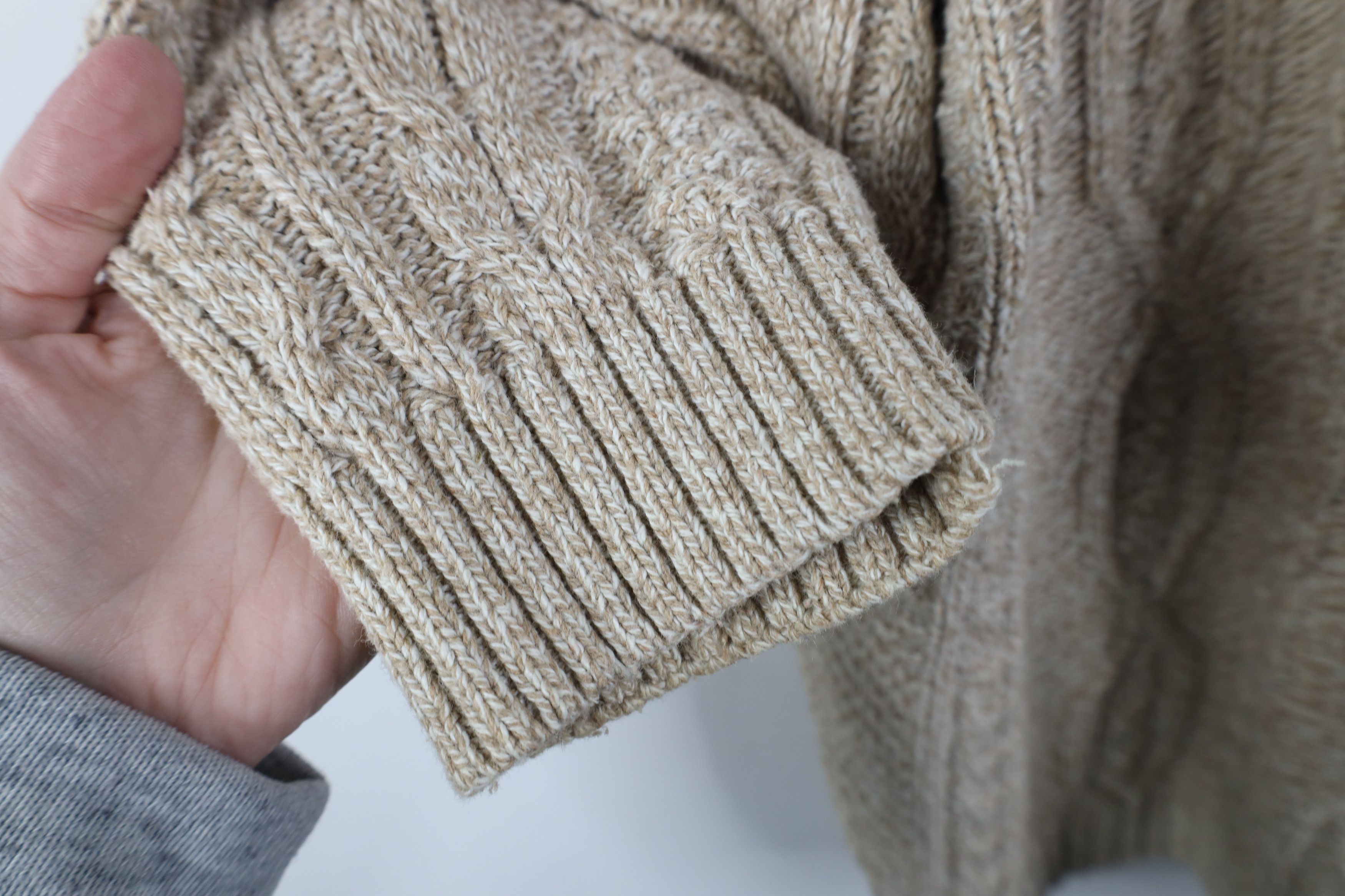 Vintage Vintage 90s Streetwear Cable Fisherman Sweater Oatmeal USA Size US L / EU 52-54 / 3 - 7 Thumbnail