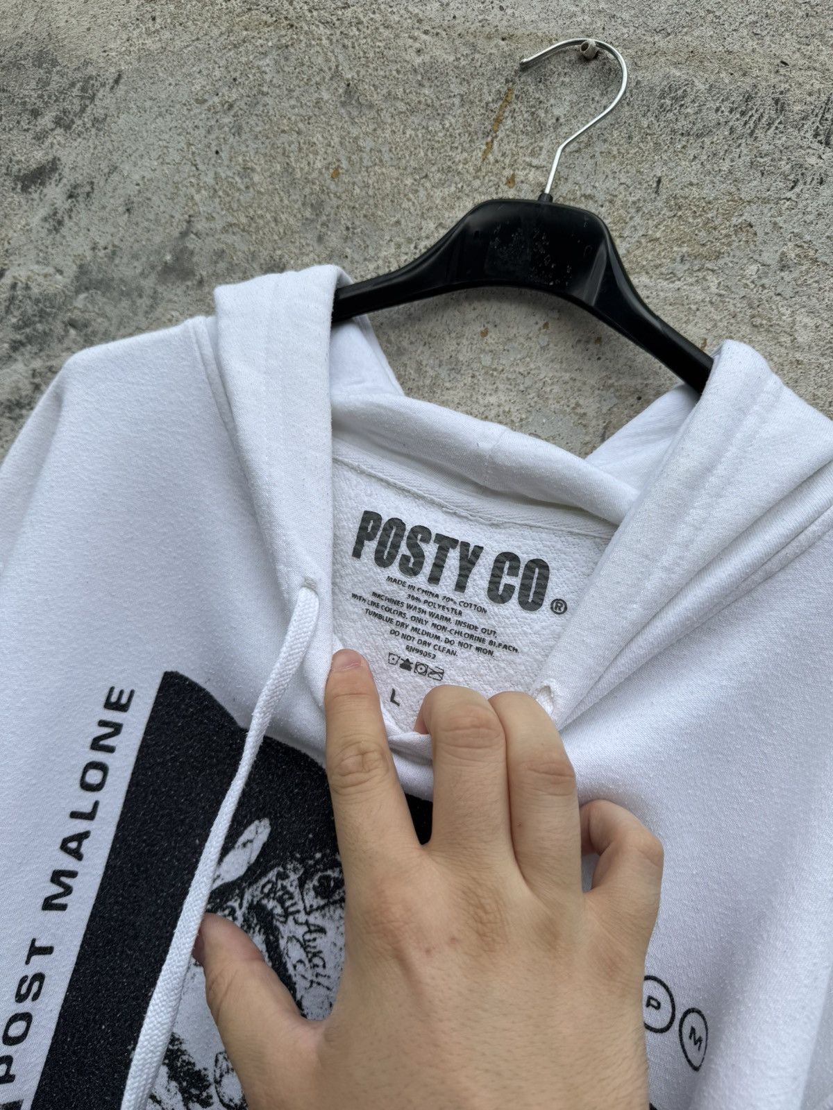 POST&CO Post Malone Posty&Co White Hoodie Merch Rock Rap Hip-hop Size US L / EU 52-54 / 3 - 6 Thumbnail