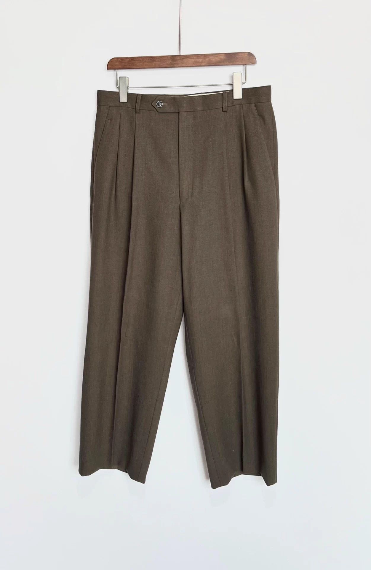 Versace Versace Wool Wide Leg Trousers Dark Green 34 Size US 34 / EU 50 - 1 Thumbnail