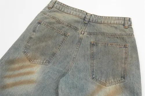 VIBE Men's punk trend loose straight washed distressed jeans Size US 32 / EU 48 - 5 Thumbnail