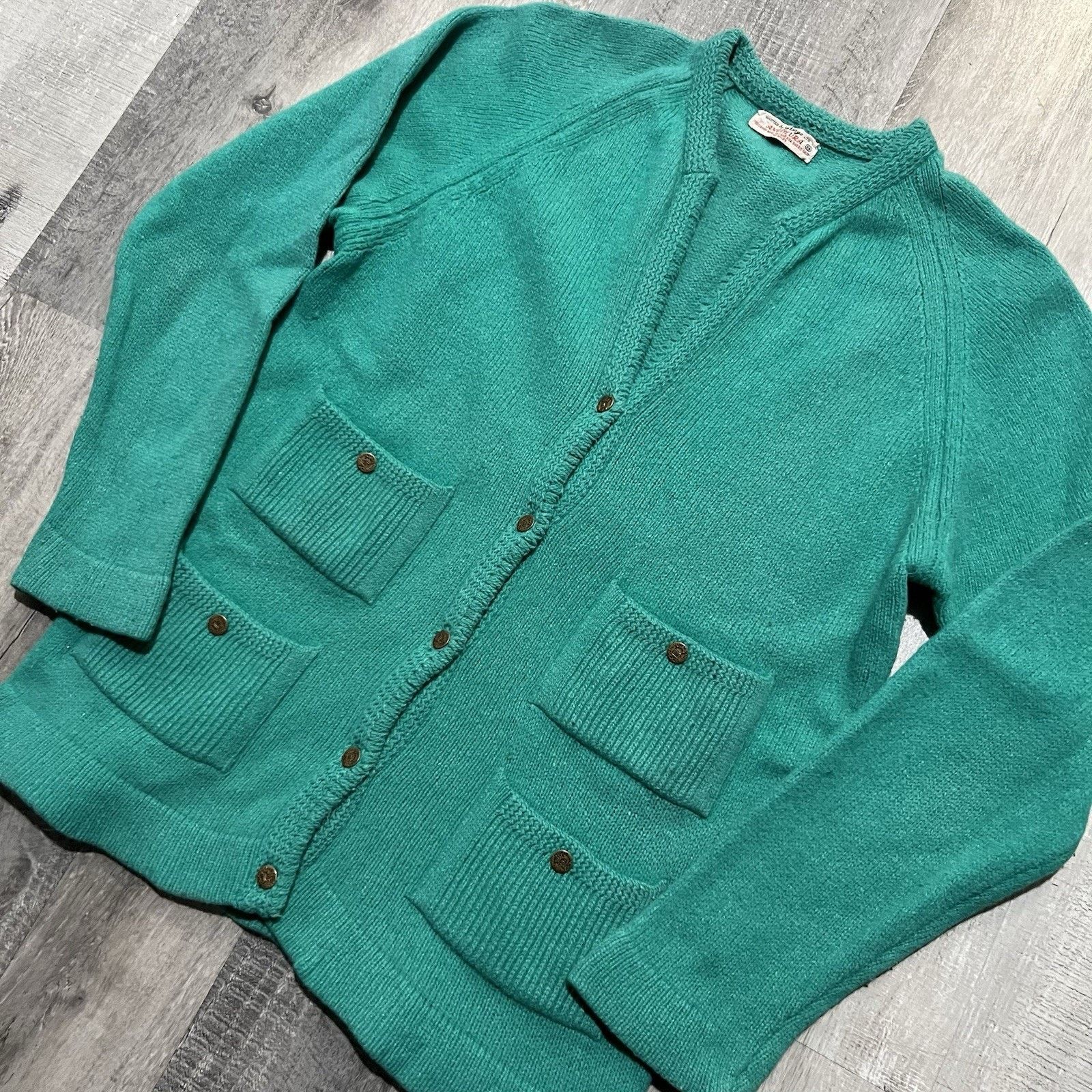 Vintage VTG 1950s GLASGO Lambswool Rabbit Hair Sweater Cardigan 36 Size M / US 6-8 / IT 42-44 - 2 Thumbnail