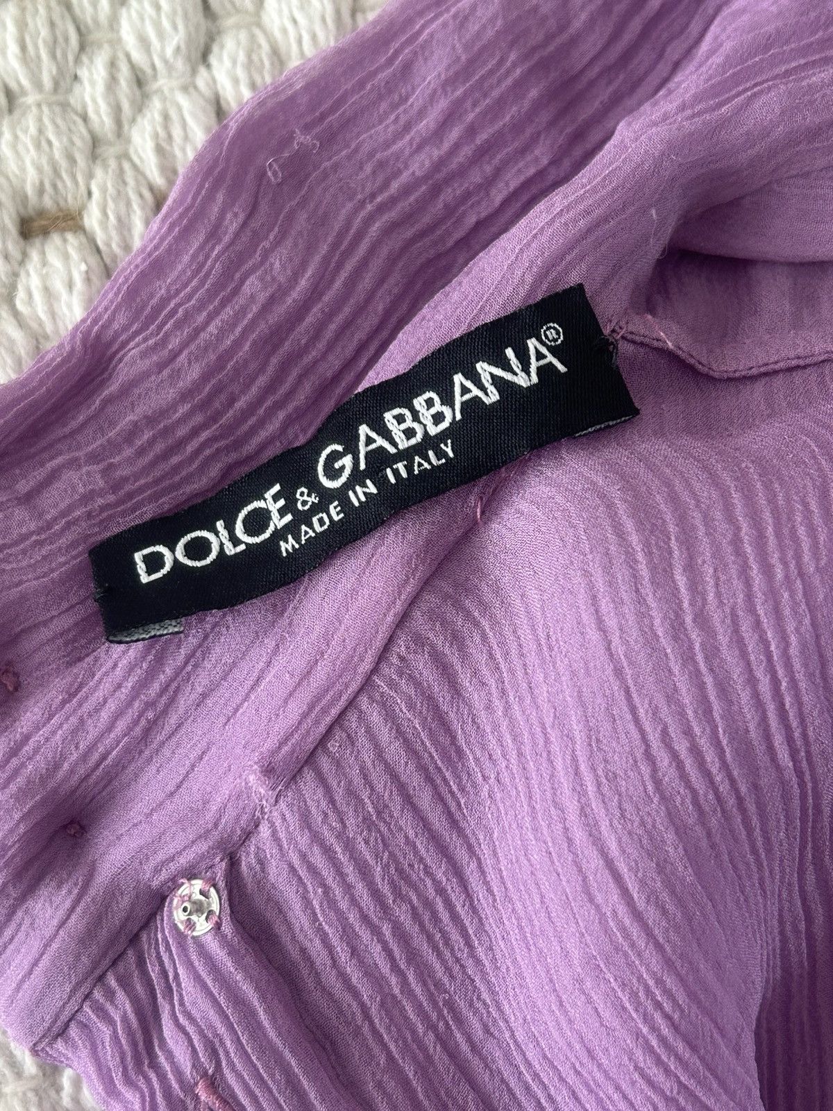 Dolce & Gabbana Dolce & Gabbana Purple Silk Tie-Up Detail Blouse Size XS / US 0-2 / IT 36-38 - 2 Thumbnail