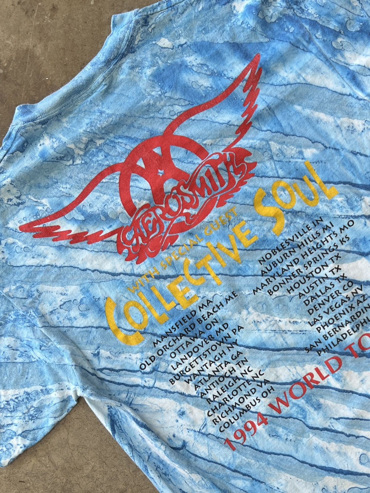 Band Tees × Vintage Vintage 1994 Aerosmith Tour Tee Single Stitch Tie Dye Large Size US L / EU 52-54 / 3 - 4 Thumbnail