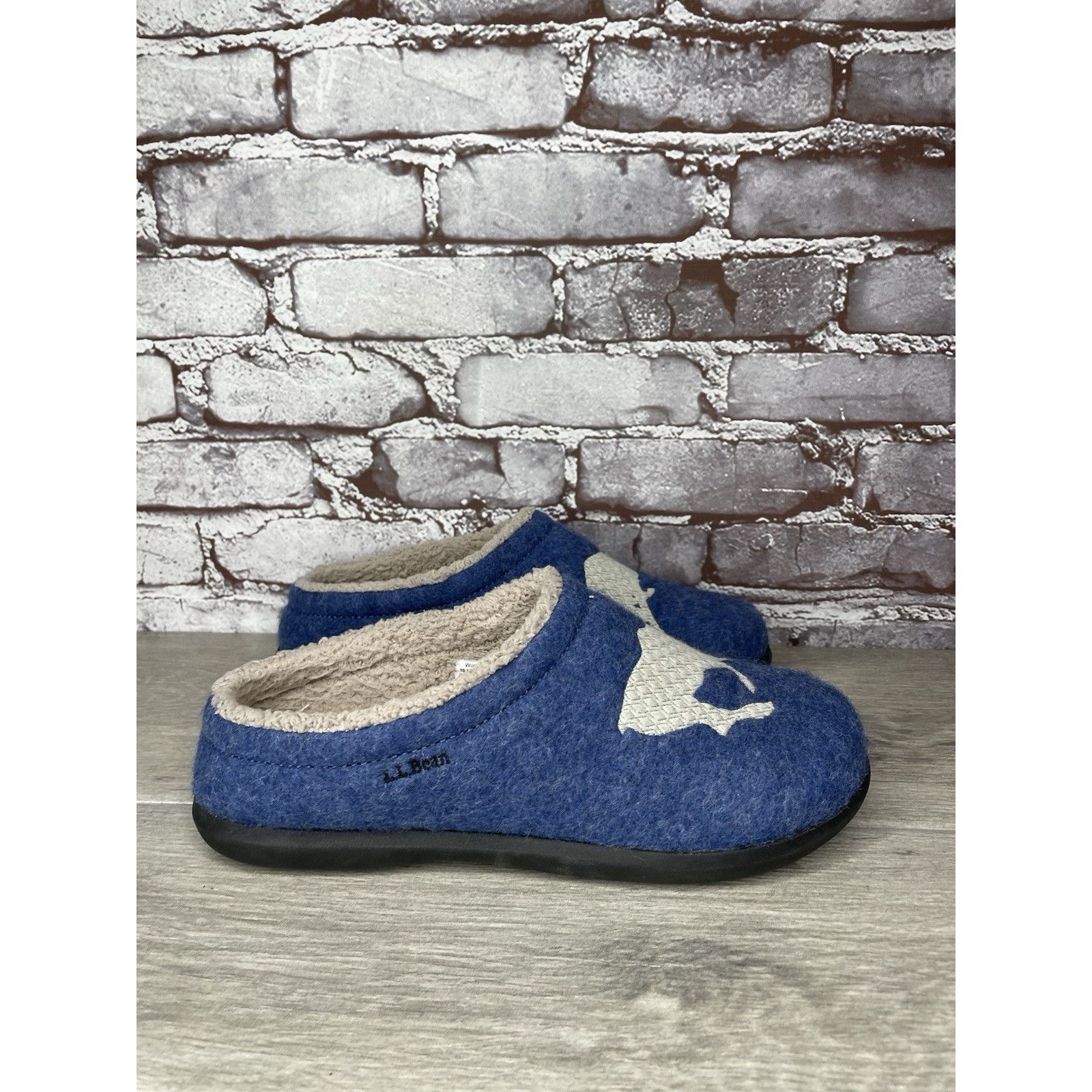 L.L. Bean LL Bean Daybreak Scuffs Blue Moose Motif Wool Clog Slippers Size US 10 / IT 40 - 3 Thumbnail