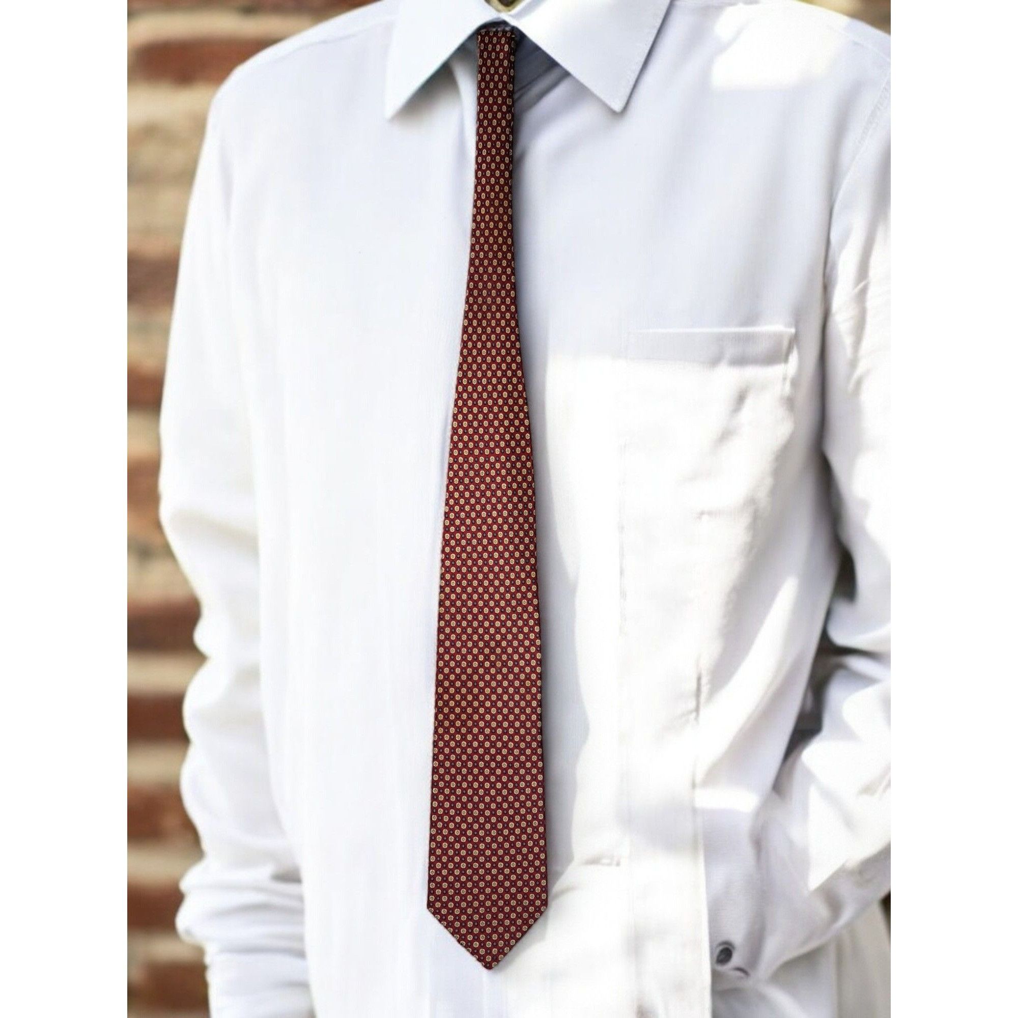 Other St. Loren 100% Silk Tie – Italian-Made Red Geometric Necktie Size ONE SIZE - 1 Thumbnail