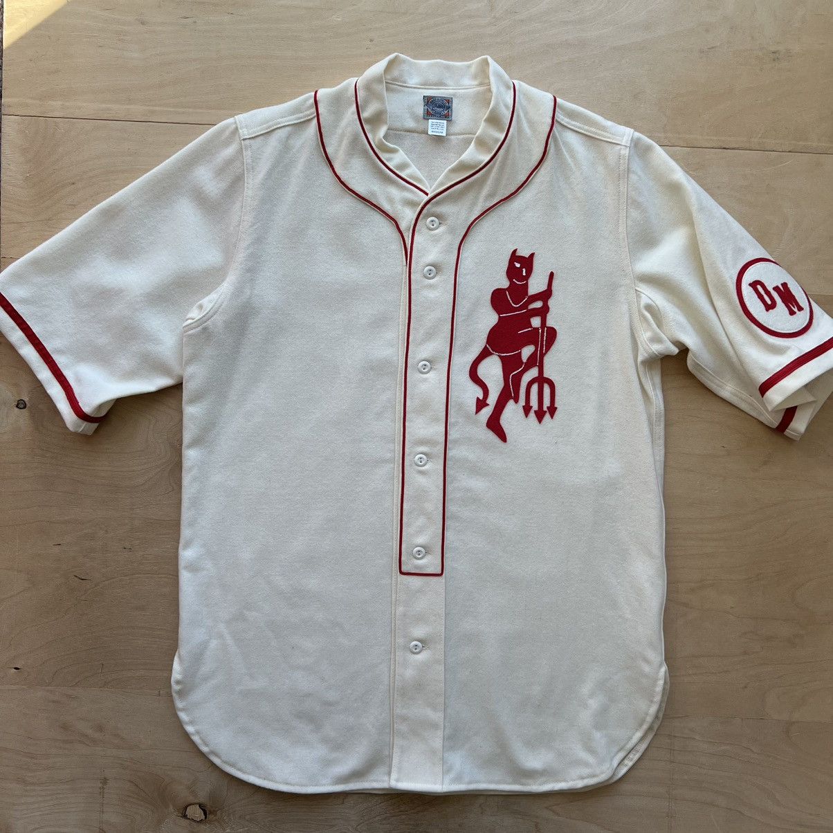 image of Ebbets Field Flannels Des Moines Demons Jersey Medium Cream Red Ebbets Field, Men's