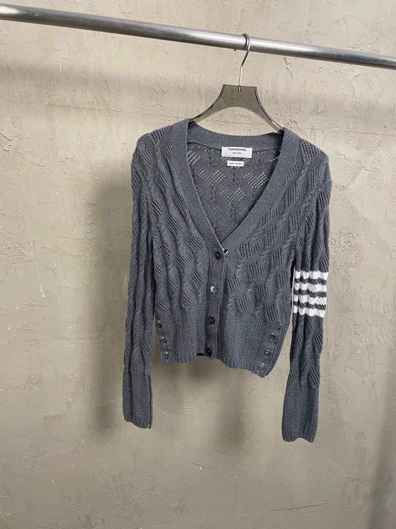 Thom Browne Thom Browne Gray knit cardigan Size XS / US 0-2 / IT 36-38 - 1 Thumbnail