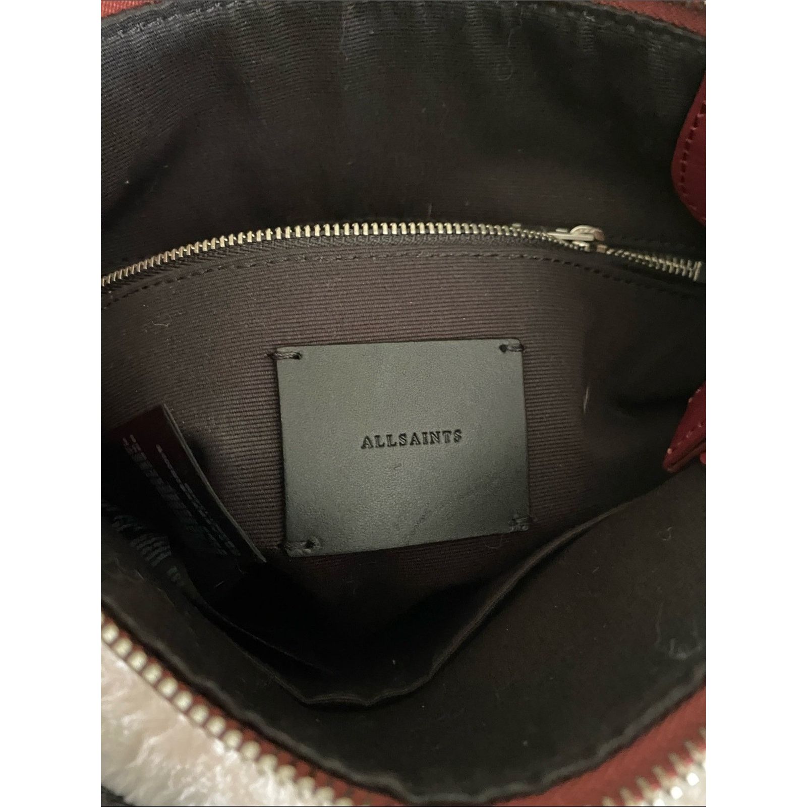 Allsaints All Saints Mori Whipstitch Suede Crossbody Bag in Maroon Size ONE SIZE - 16 Thumbnail
