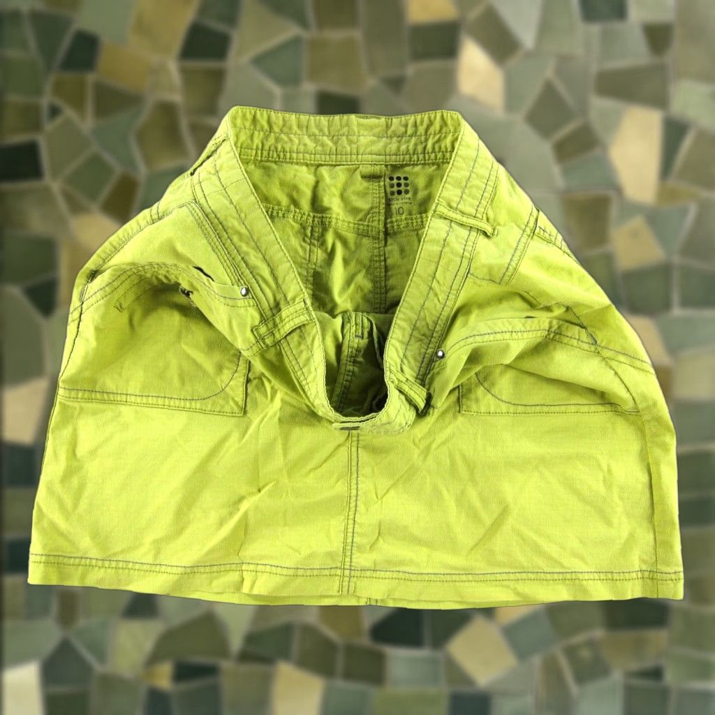 Vintage Title Nine Yellow Green Nylon Cotton Stretch Active Sport Pocket Cargo Skirt 10 Size 32" / US 10 / IT 46 - 1 Thumbnail