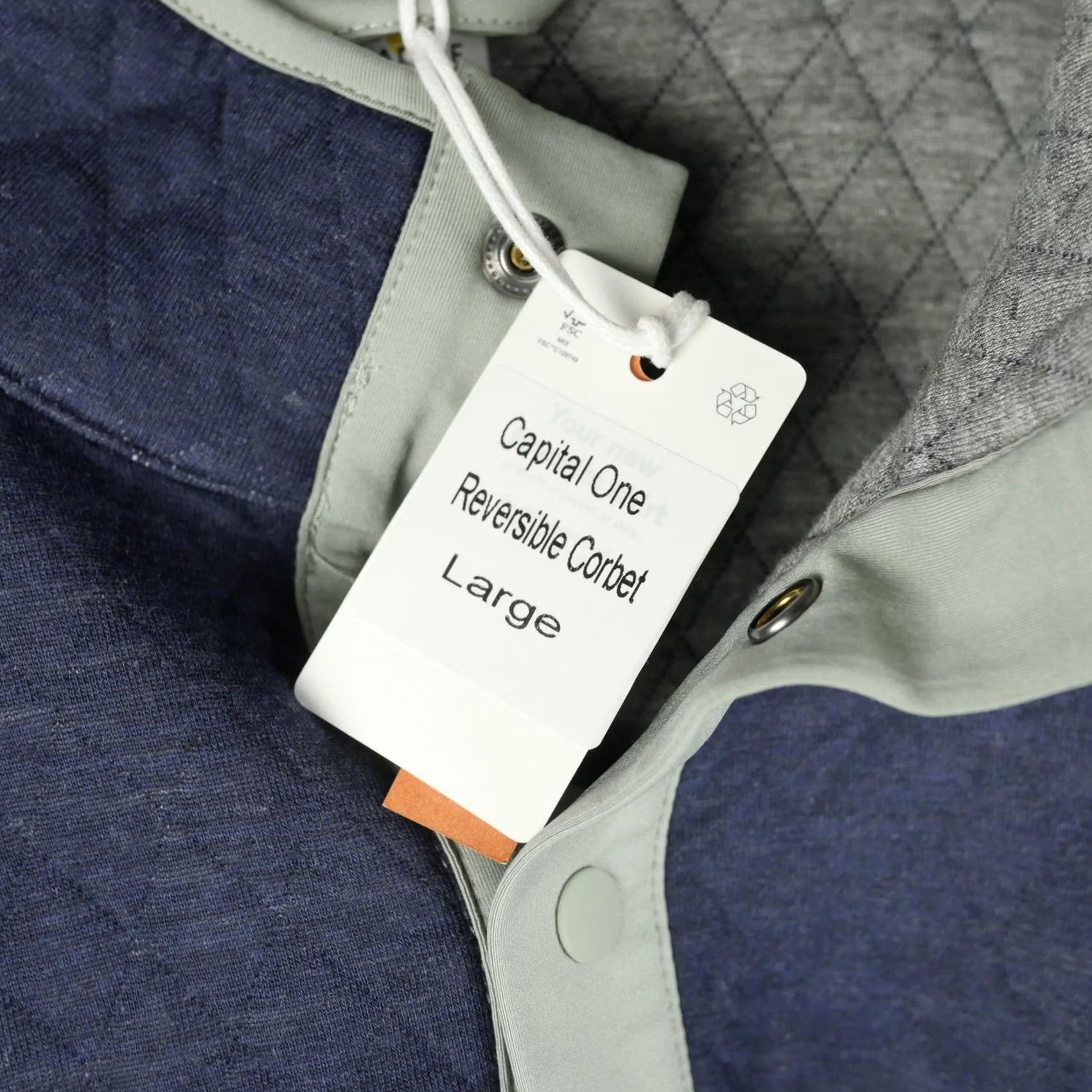 Marine Layer Marine Layer Reversible Corbet Sweater Mens Large Navy Gray Quilted PullOver Mock Neck Knit Plaid Diamond Pattern Size US L / EU 52-54 / 3 - 7 Thumbnail