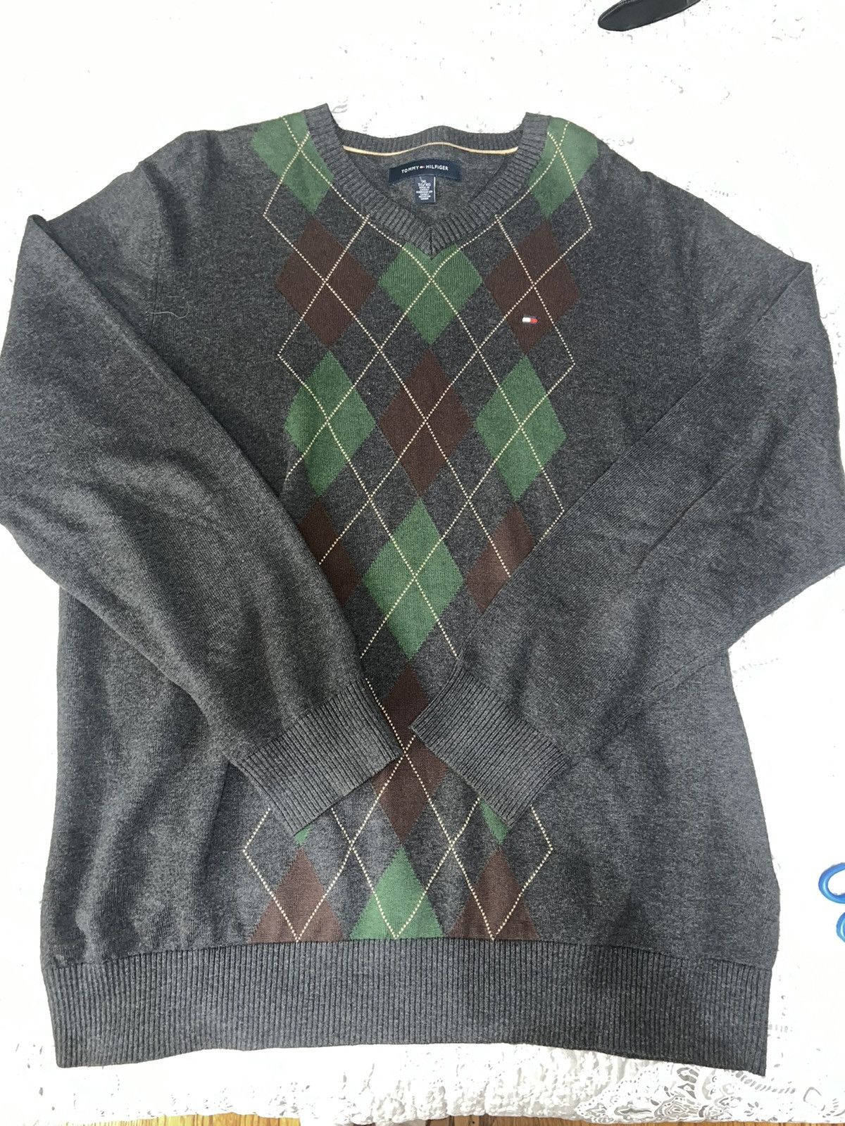 Tommy Hilfiger Tommy Hilfiger Argyle V-Neck Sweater Size US XL / EU 56 / 4 - 7 Thumbnail