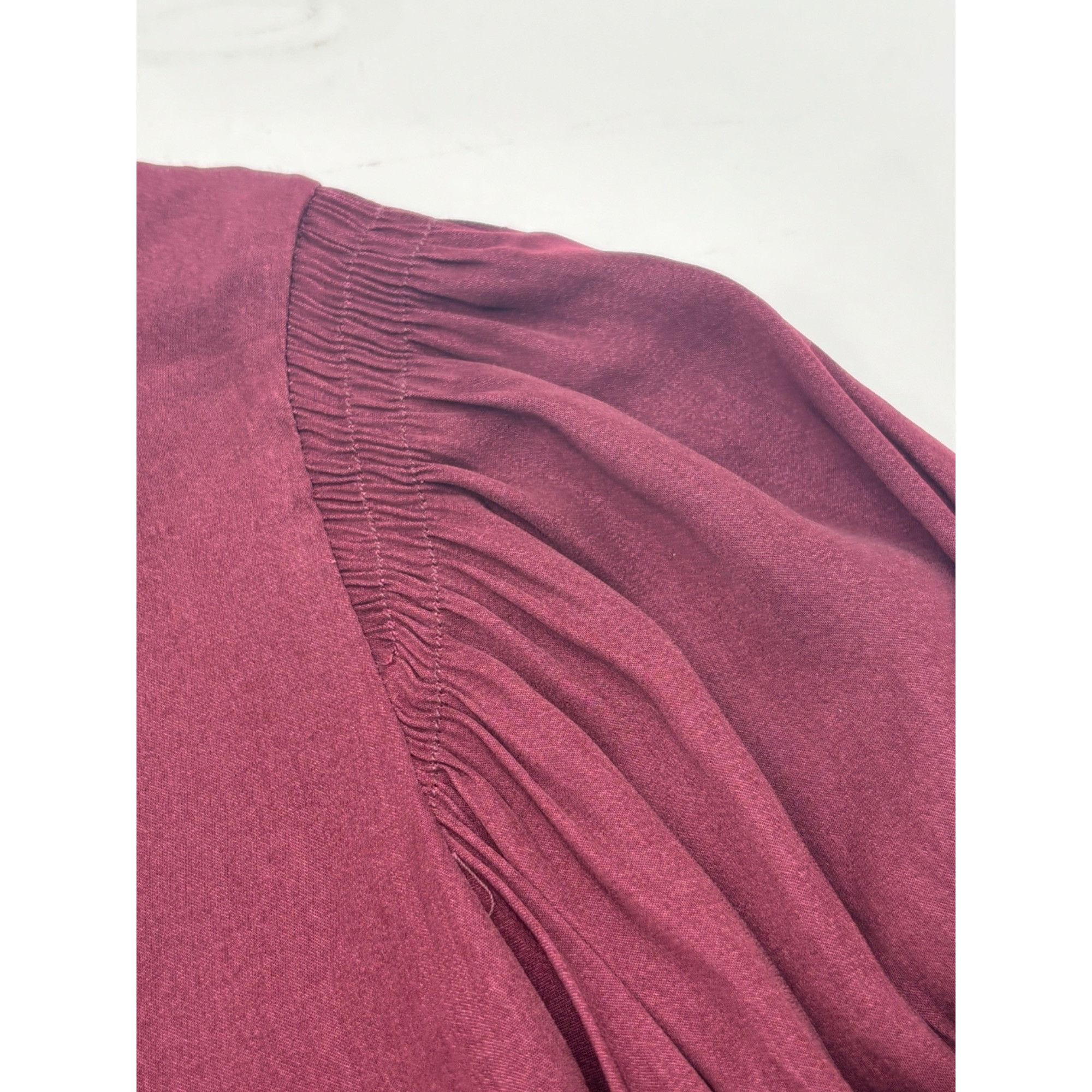 Current Air Current Air Shirred Short Sleeve Blouse, Plum, XS Size XS / US 0-2 / IT 36-38 - 6 Thumbnail