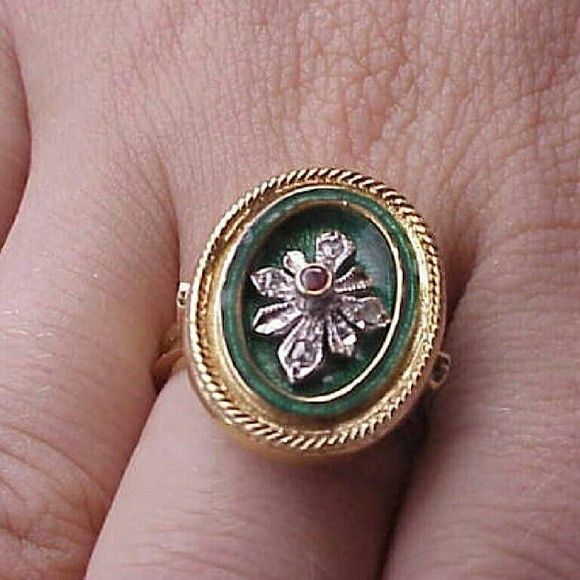 Other Victorian Enamel 750(18k) Yellow Gold Genuine Ruby Diamonds Size ONE SIZE - 8 Thumbnail
