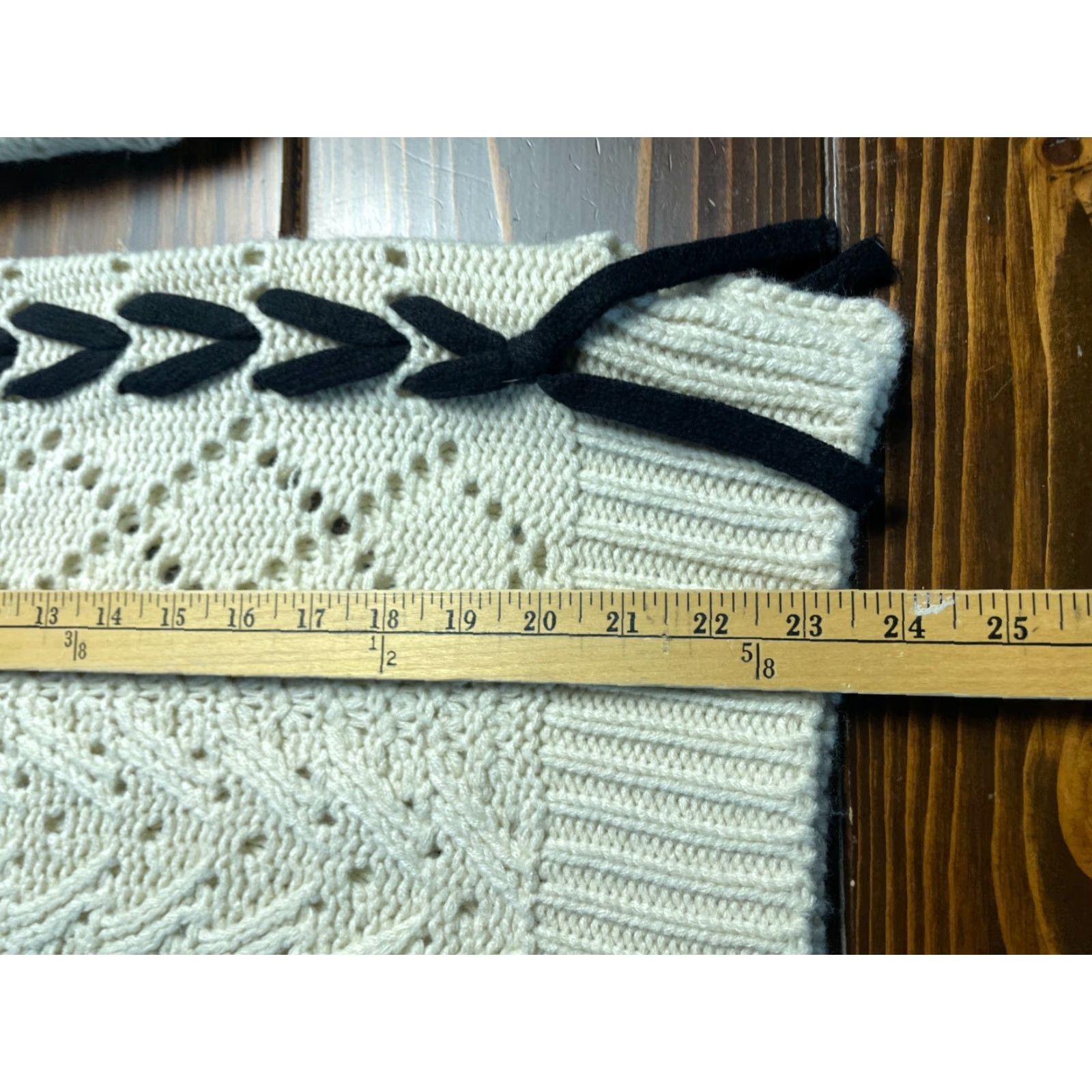 Vintage Retrod Sweater Women's Cream Black Size Small Petite Cable Knitted Ribbed Edges Size S / US 4 / IT 40 - 7 Thumbnail