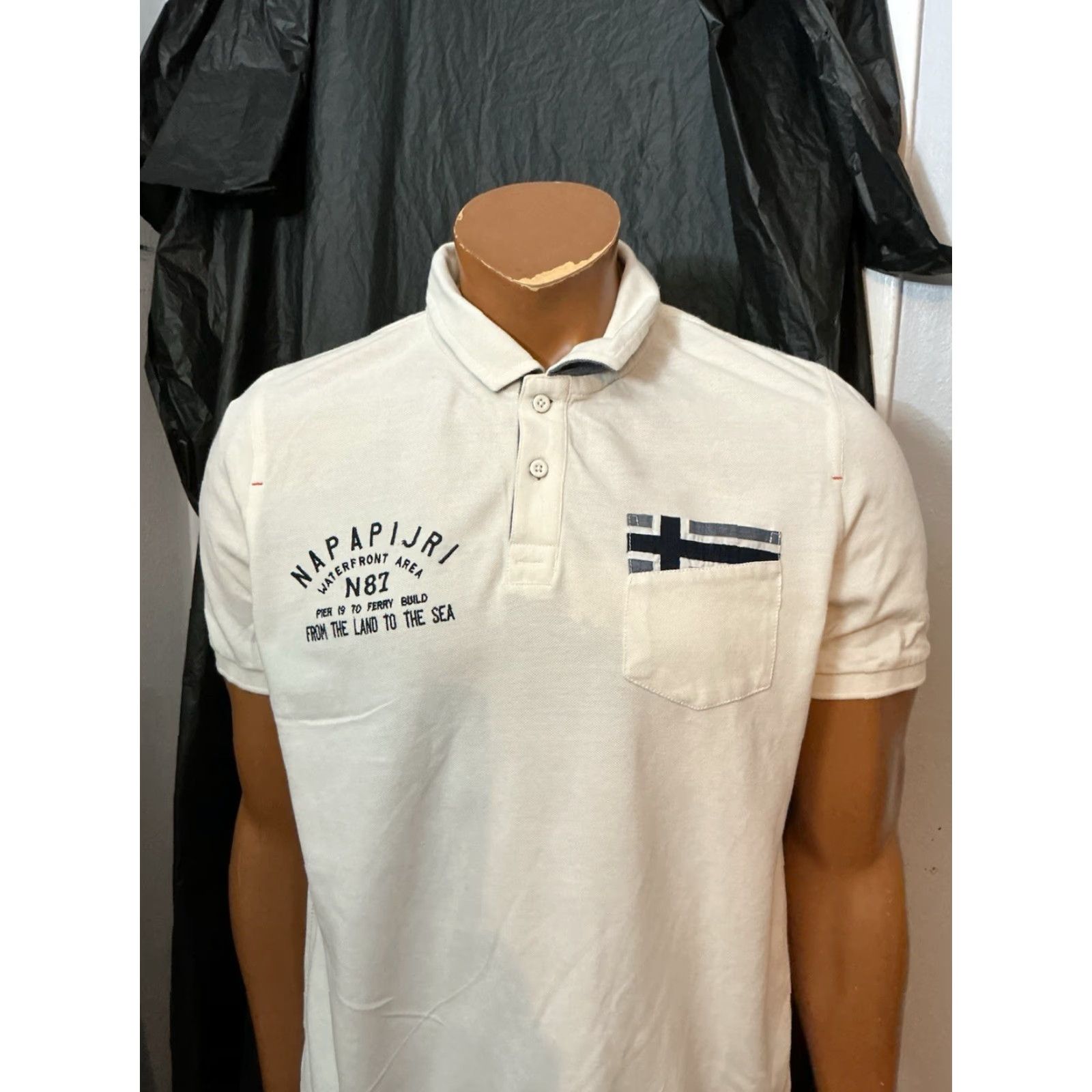 Napapijri Napapijri Polo Shirt S/S N87 Waterfront Area Land To The Sea San Francisco White Large Mens Size US L / EU 52-54 / 3 - 8 Thumbnail