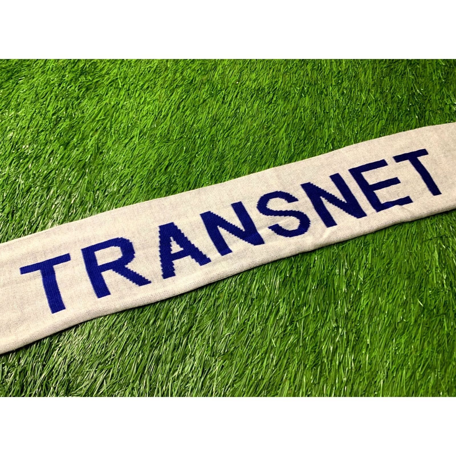 Vintage Official Product Scarf Men One Size White and Blue Transnet Pattern Size ONE SIZE - 4 Thumbnail