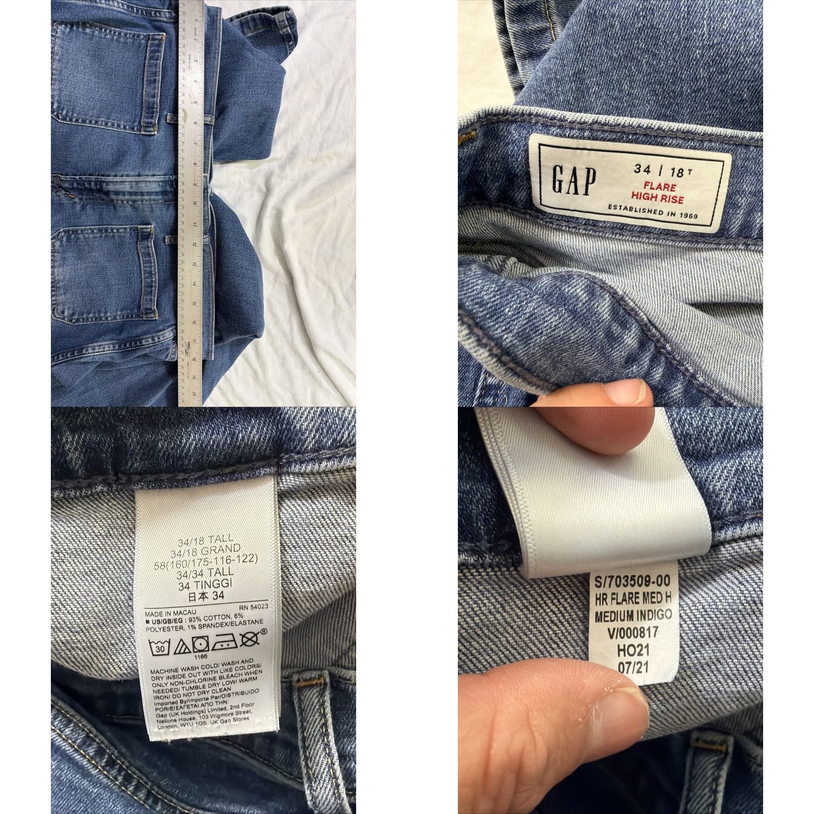 Gap Gap Jeans Flared High Rise 18 Tall Medium Wash Blue Womens Size 40" / US 18 - 9 Thumbnail