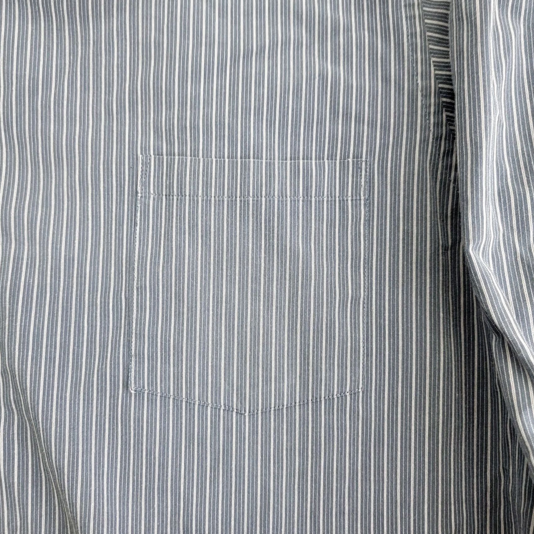 Van Heusen Van Heusen Shirt Mens XL 17 32/33 Gray Striped Dress Wrinkle Free Regular Fit Size 46R - 2 Thumbnail