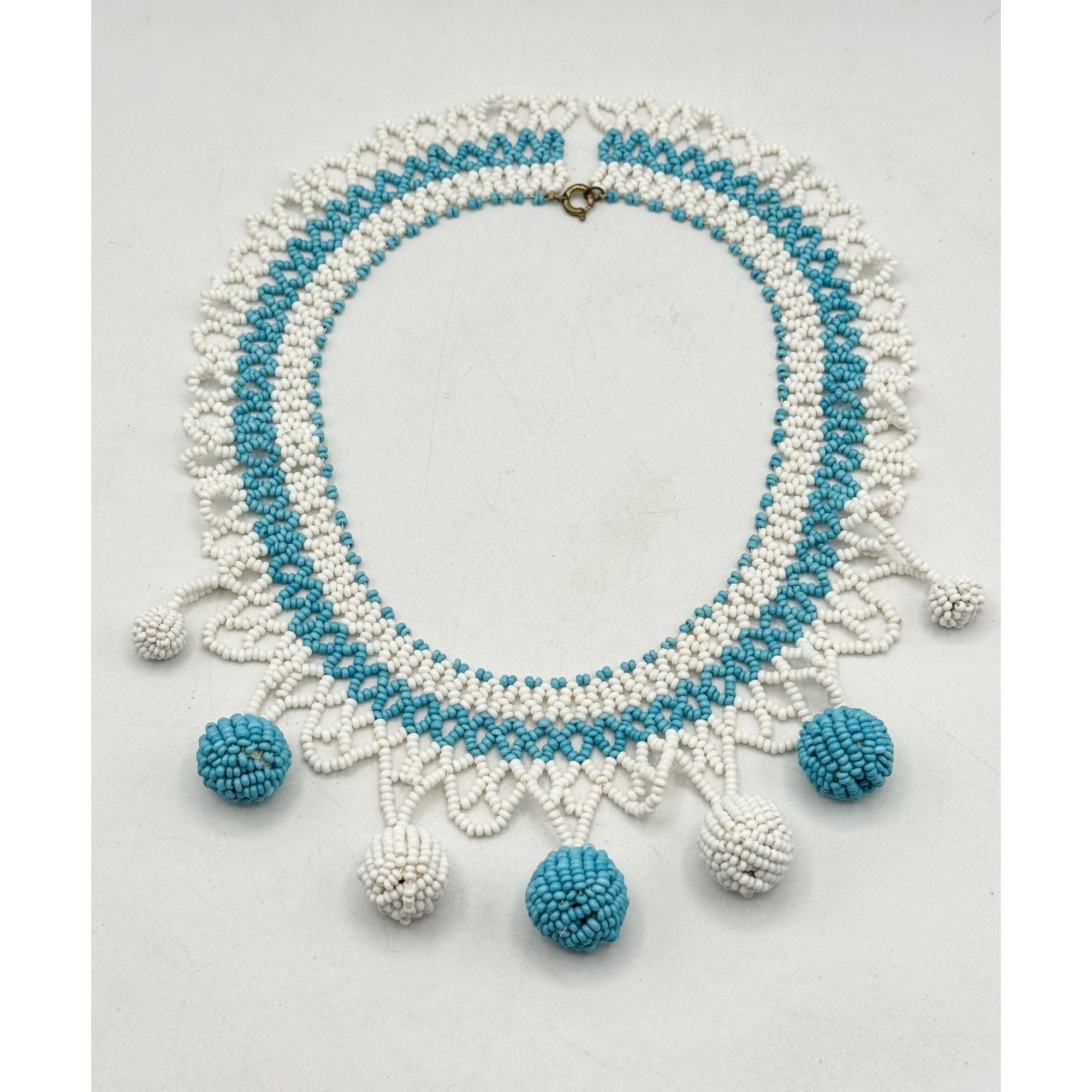 Vintage Vintage beaded blue & white collar necklace Size ONE SIZE - 1 Thumbnail