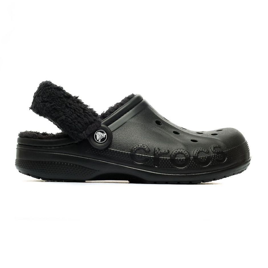 image of Crocs Baya Lined Fuzz Strap Clog In Black, Size M8/w10 Shoes, Men's