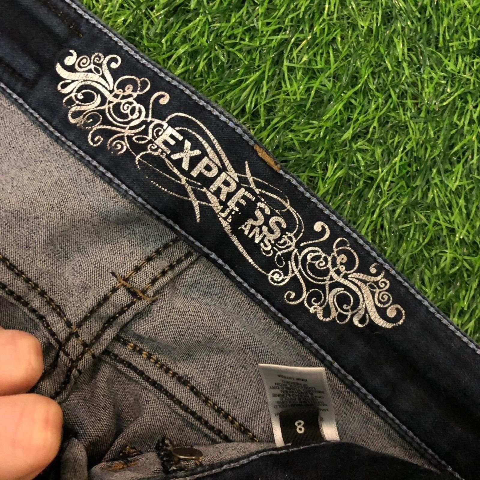 Express Express Women's Size 8 Dark Wash Stretch Denim Jeggings Size 30" / US 8 / IT 44 - 6 Thumbnail