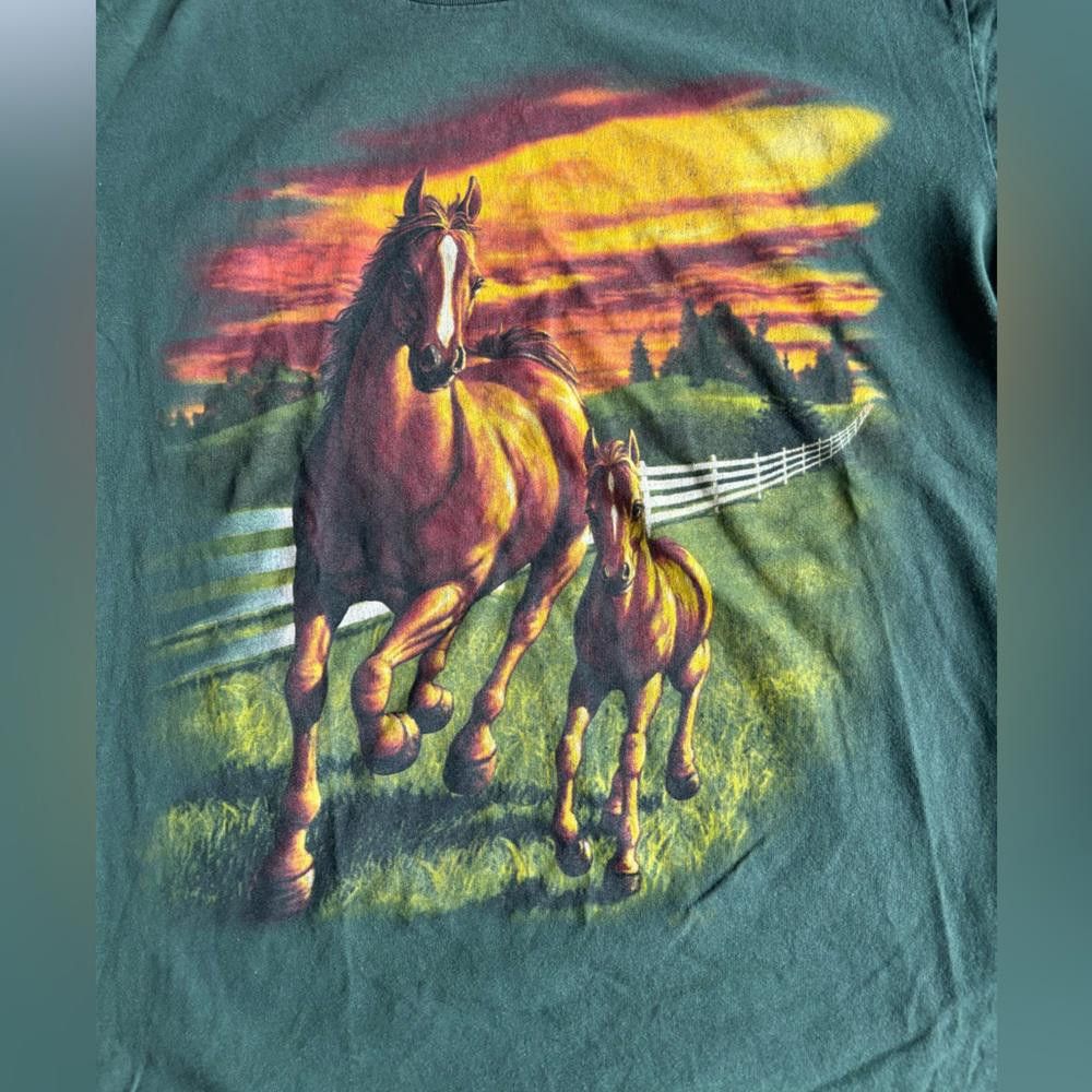 Designer Vintage 90s Wild Gear Horse Nature Graphic Tee - Size Large Size L / US 10 / IT 46 - 2 Thumbnail