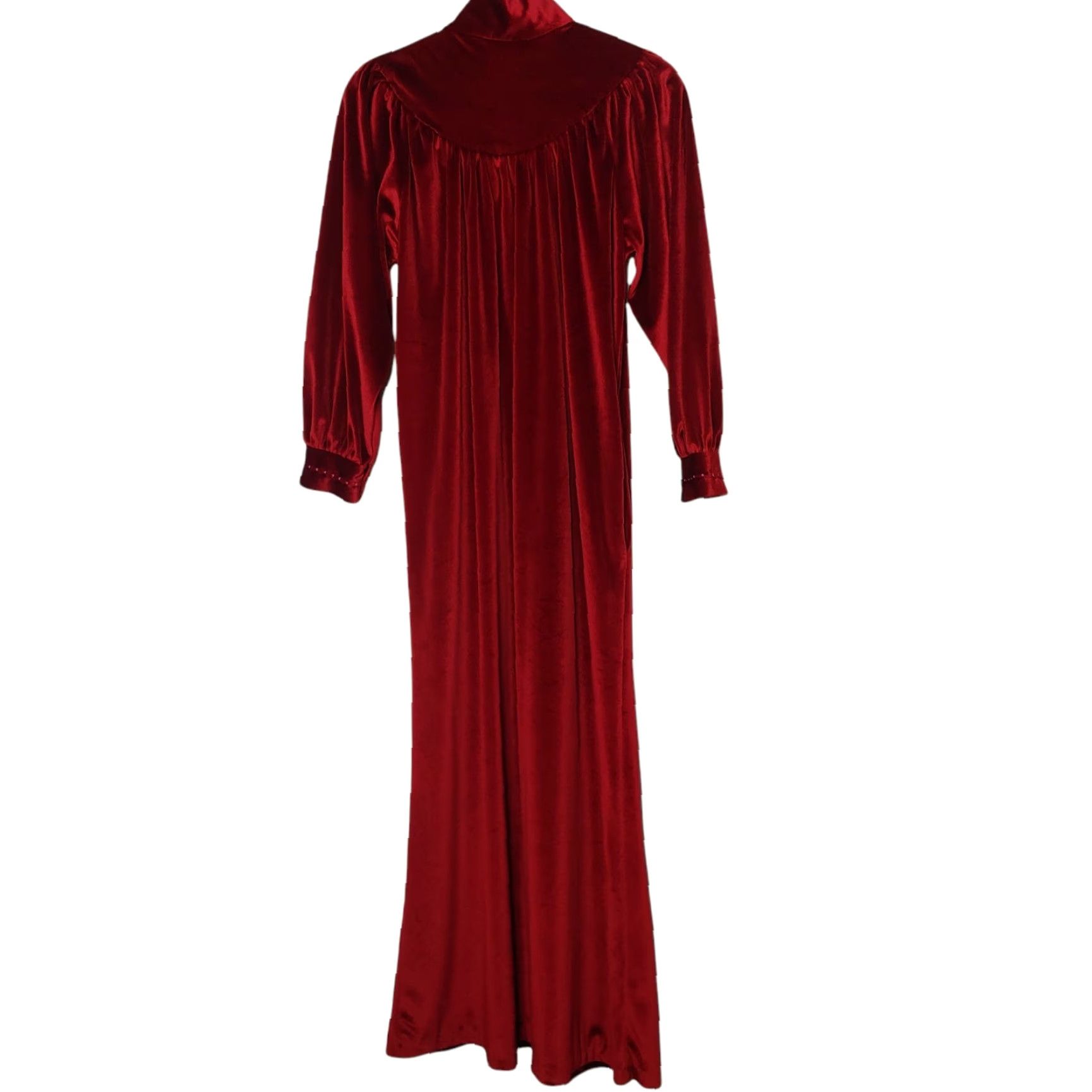 JCPenney VINTAGE JC Penney Robe M Misses Velour Half-Zip 56" Long Red 1980s Womens M (Medium) EUC Size ONE SIZE - 5 Thumbnail