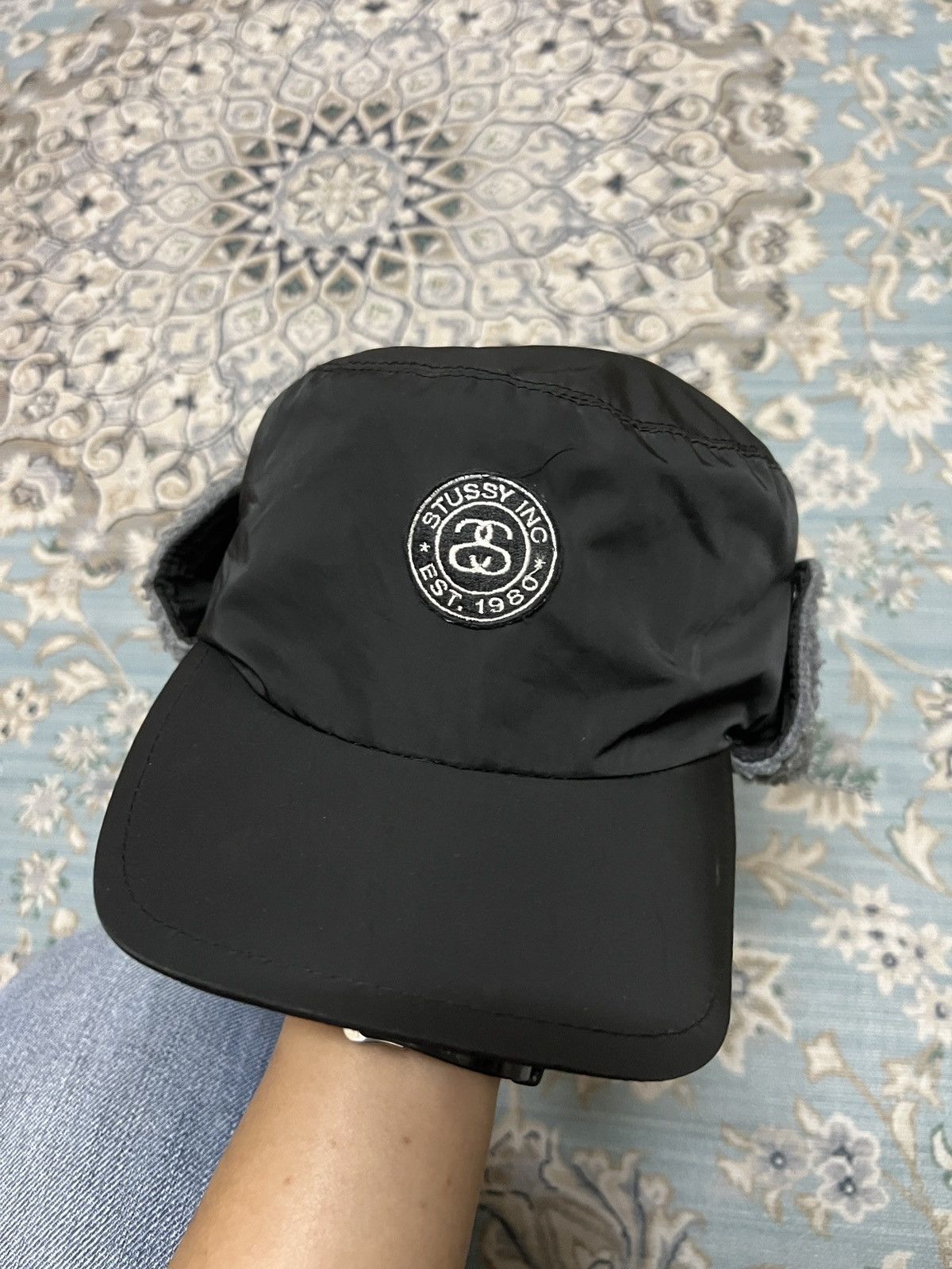 Stussy Hat Cap Fleece Lined Warm Winter Adjustable