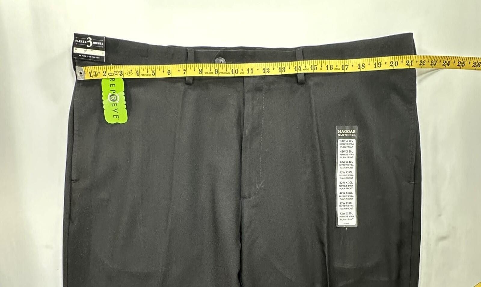Haggar Haggar Classic Fit Flat No Iron Dress Pants Black Mens 42/30 Size US 42 / EU 58 - 3 Thumbnail