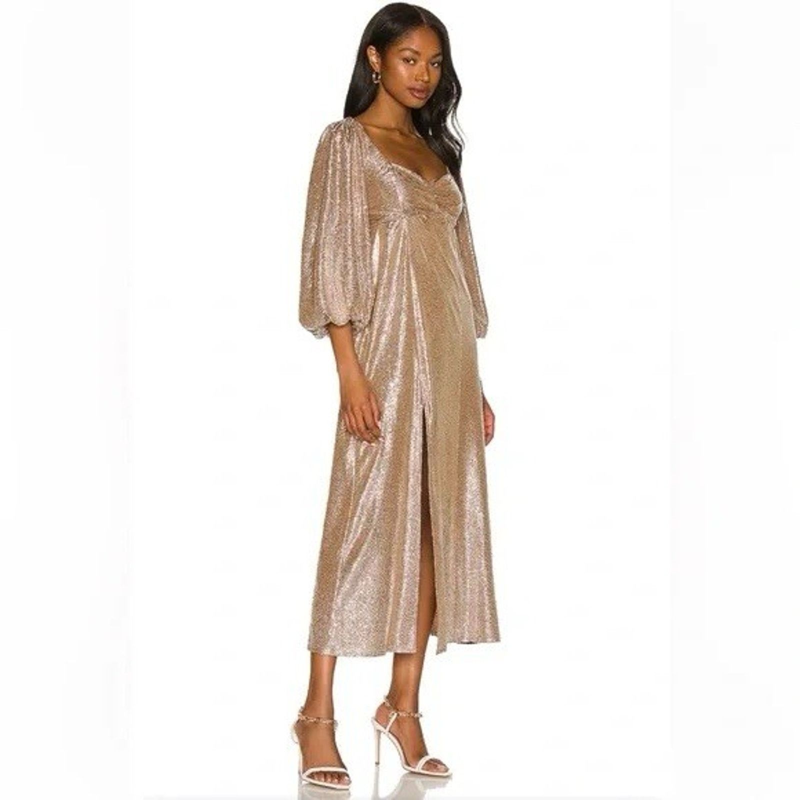 Show Me Your Mumu Sydney Gold Midi Dress M Holiday Sparkle -  www.antelopusenergy.com