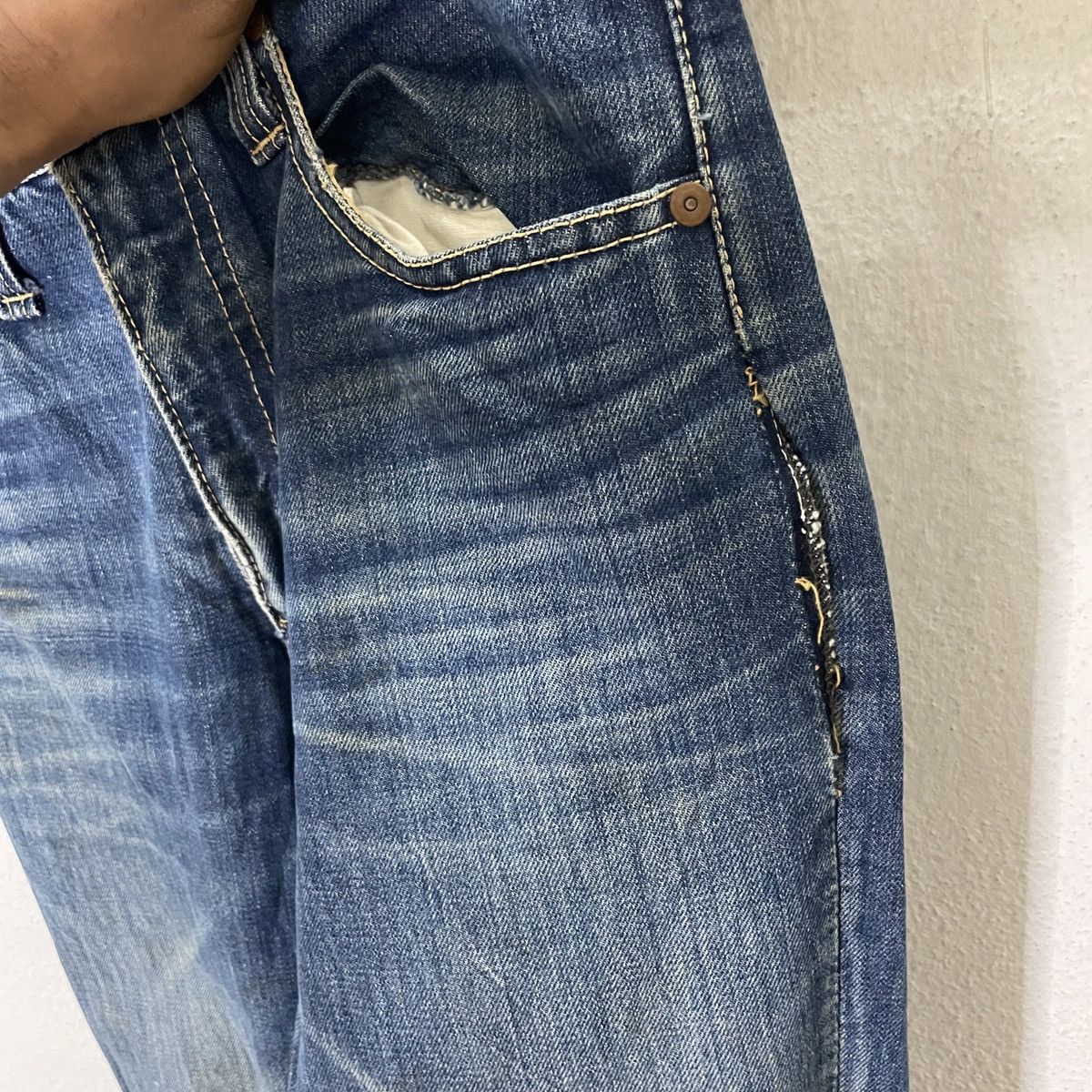 Japanese Brand Vintage 90s Big-Wyler Distressed Denim Workwear Jeans Size 29" - 11 Thumbnail