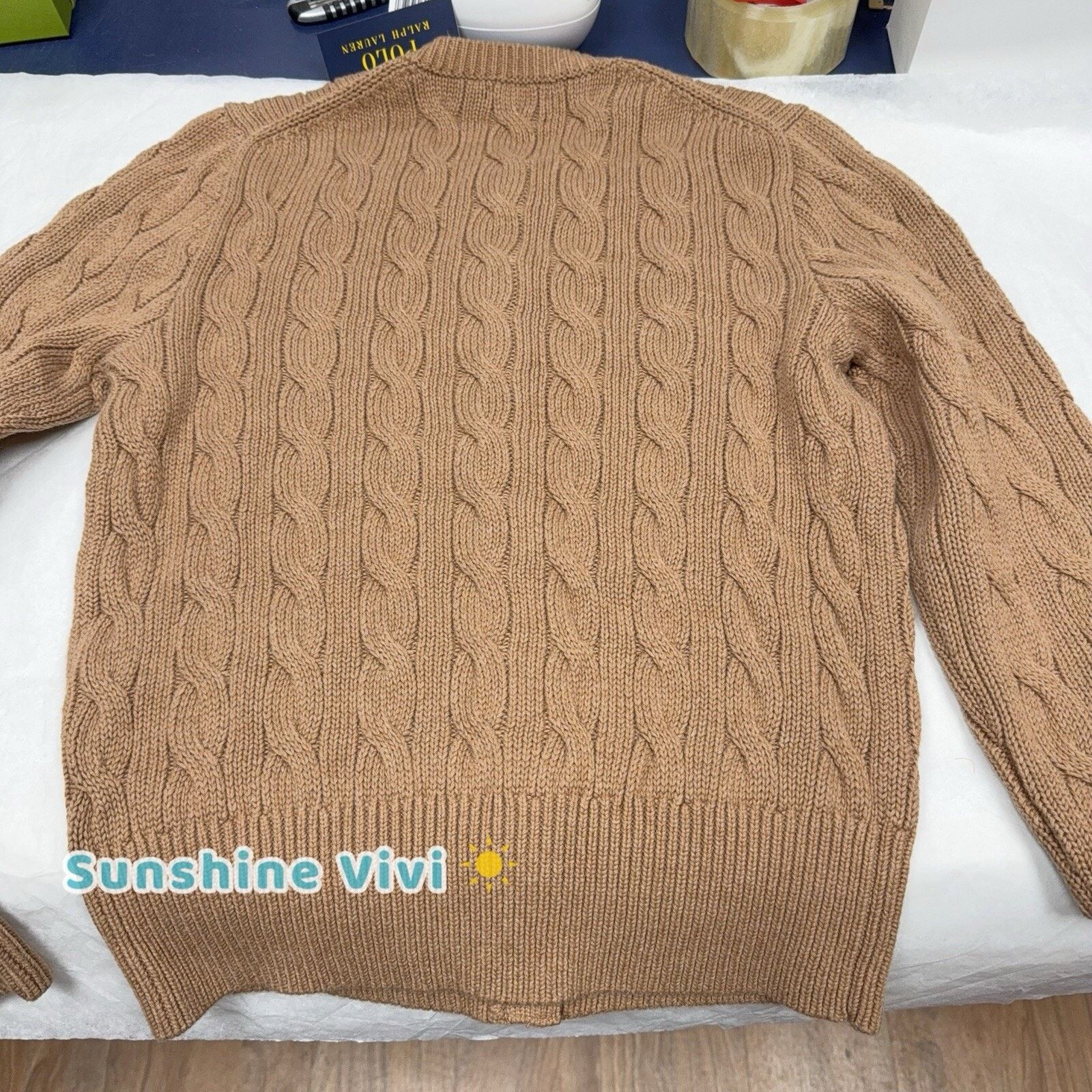 Polo Ralph Lauren NWT Polo Ralph Lauren Cable-Knit Cotton Cardigan Camel Women Size S / US 4 / IT 40 - 3 Thumbnail