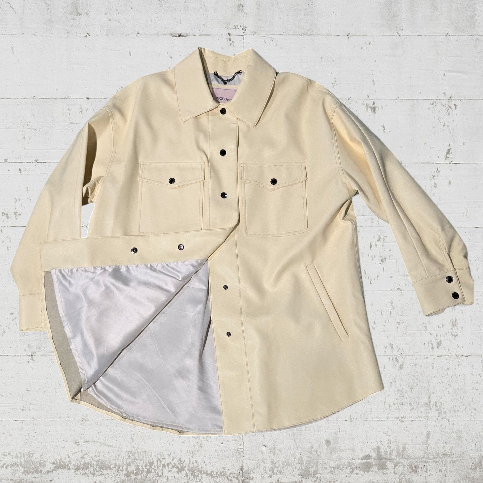 Bcbgmaxazria BCBG Yellow Oversized Vegan Leather Jacket Size XL Size XL / US 12-14 / IT 48-50 - 15 Thumbnail