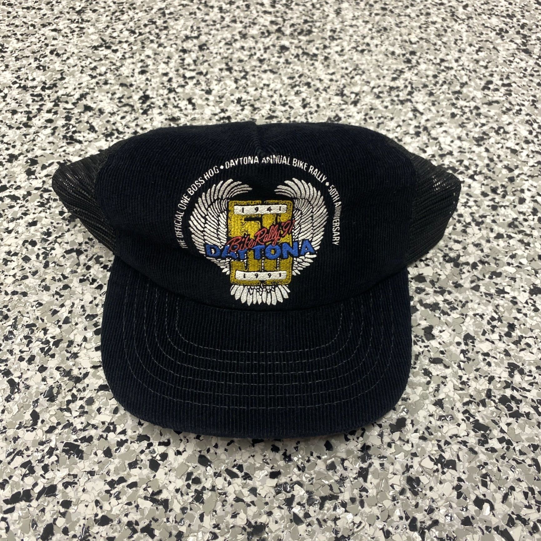Vintage VINTAGE Daytona Bike Week 91 Embroidered Trucker Corduroy Hat Cap Snapback Adjustable Size ONE SIZE - 2 Thumbnail