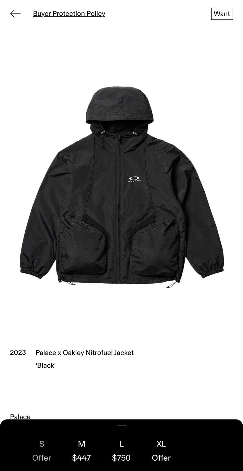 Palace x Oakley Nitrofuel Jacket Lサイズメンズ